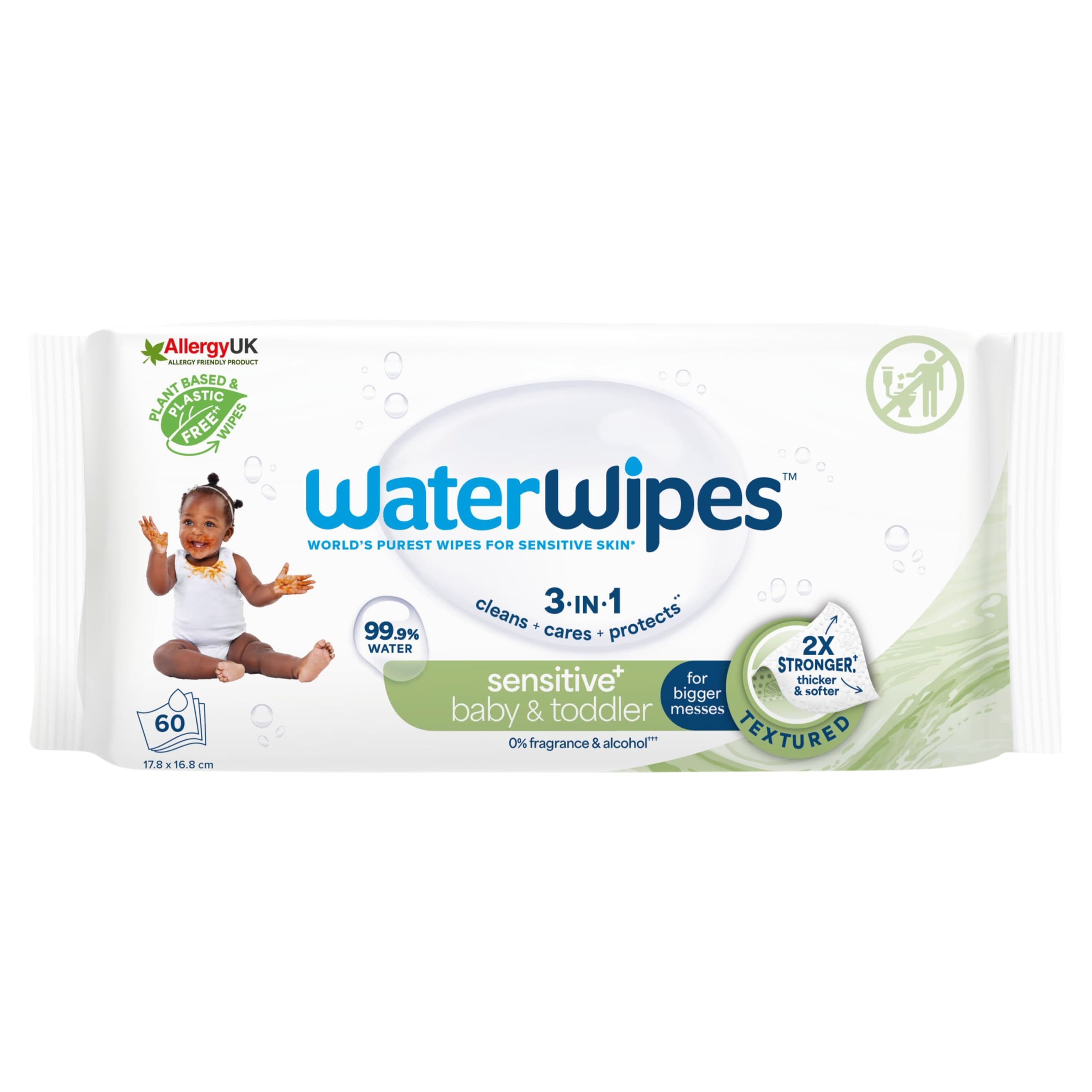 WaterWipes Baby Wipes Sensitive Weaning Plastic Free Wipes 60 Wipes