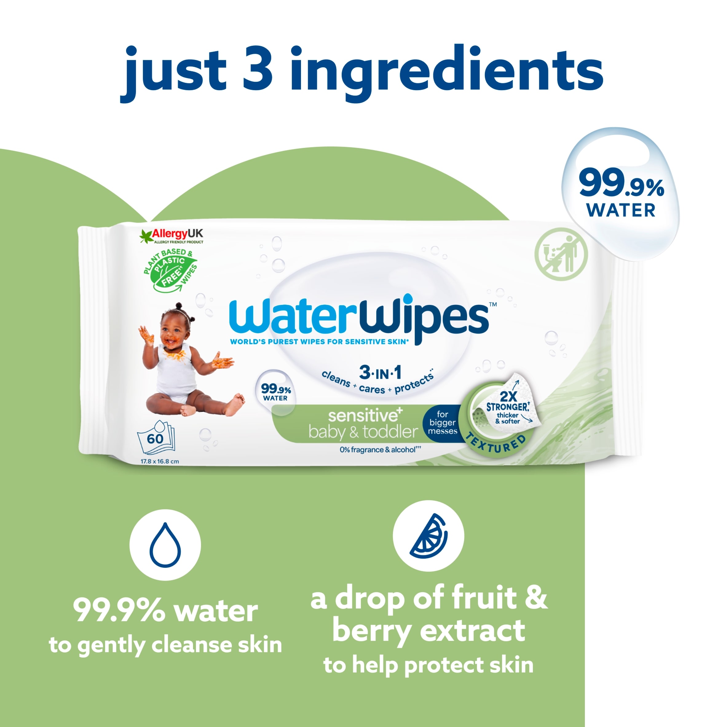 Waterwipes Txtrd Biodegradable Baby Wipes 60 Pack thumbnail 3