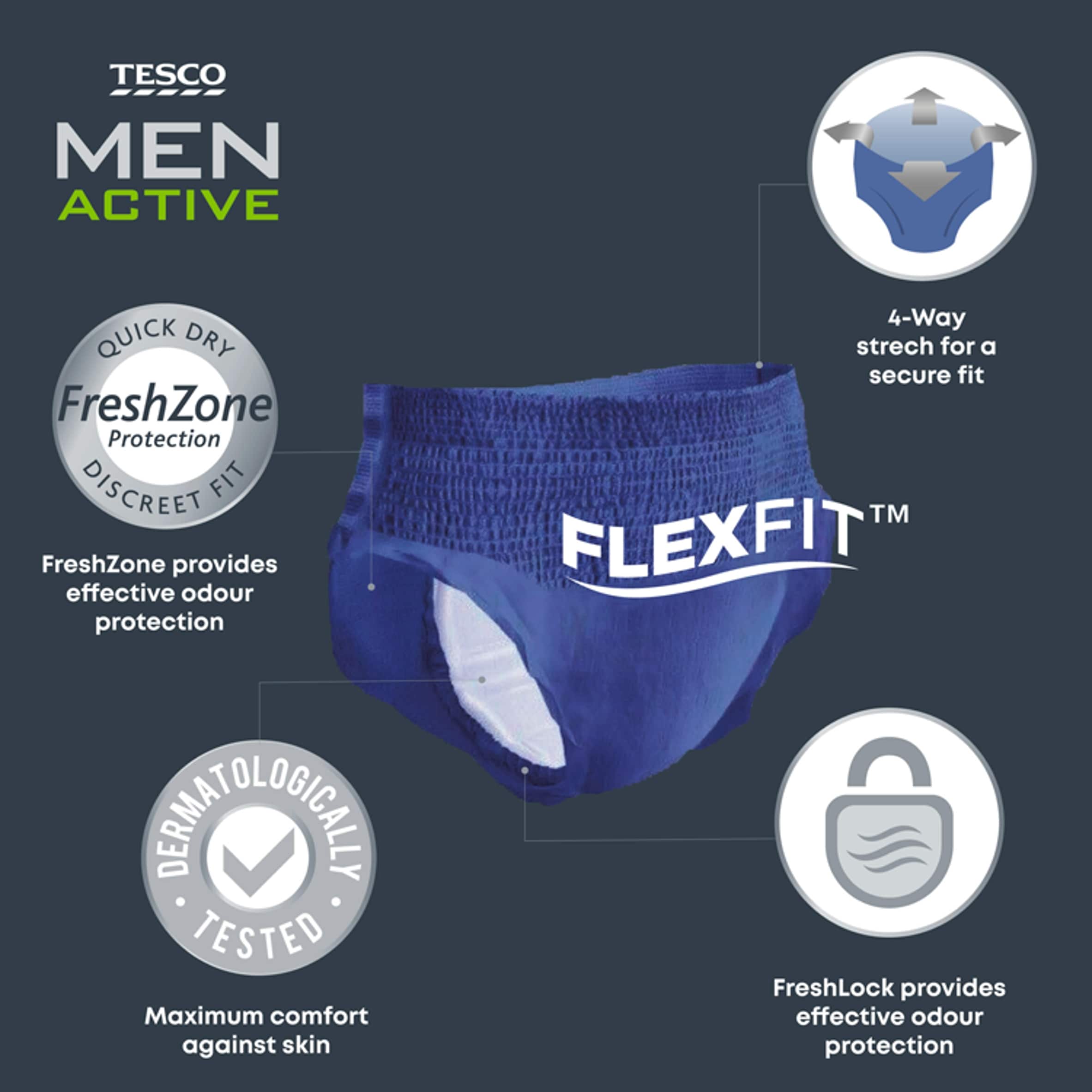 Tesco Men Active Protective Pants Plus Medium 12 Pack thumbnail 2