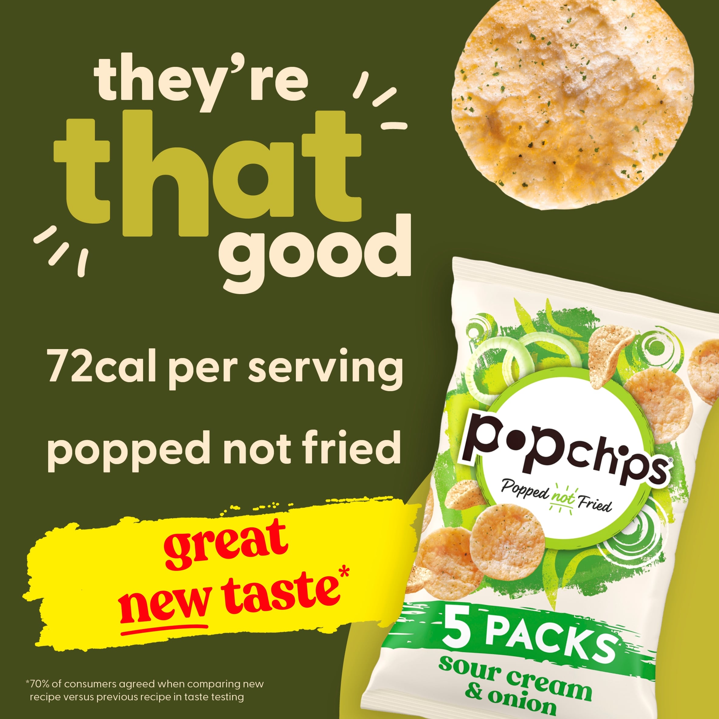 Popchips Sour Cream & Onion Multipack Crisps 5x17g thumbnail 2