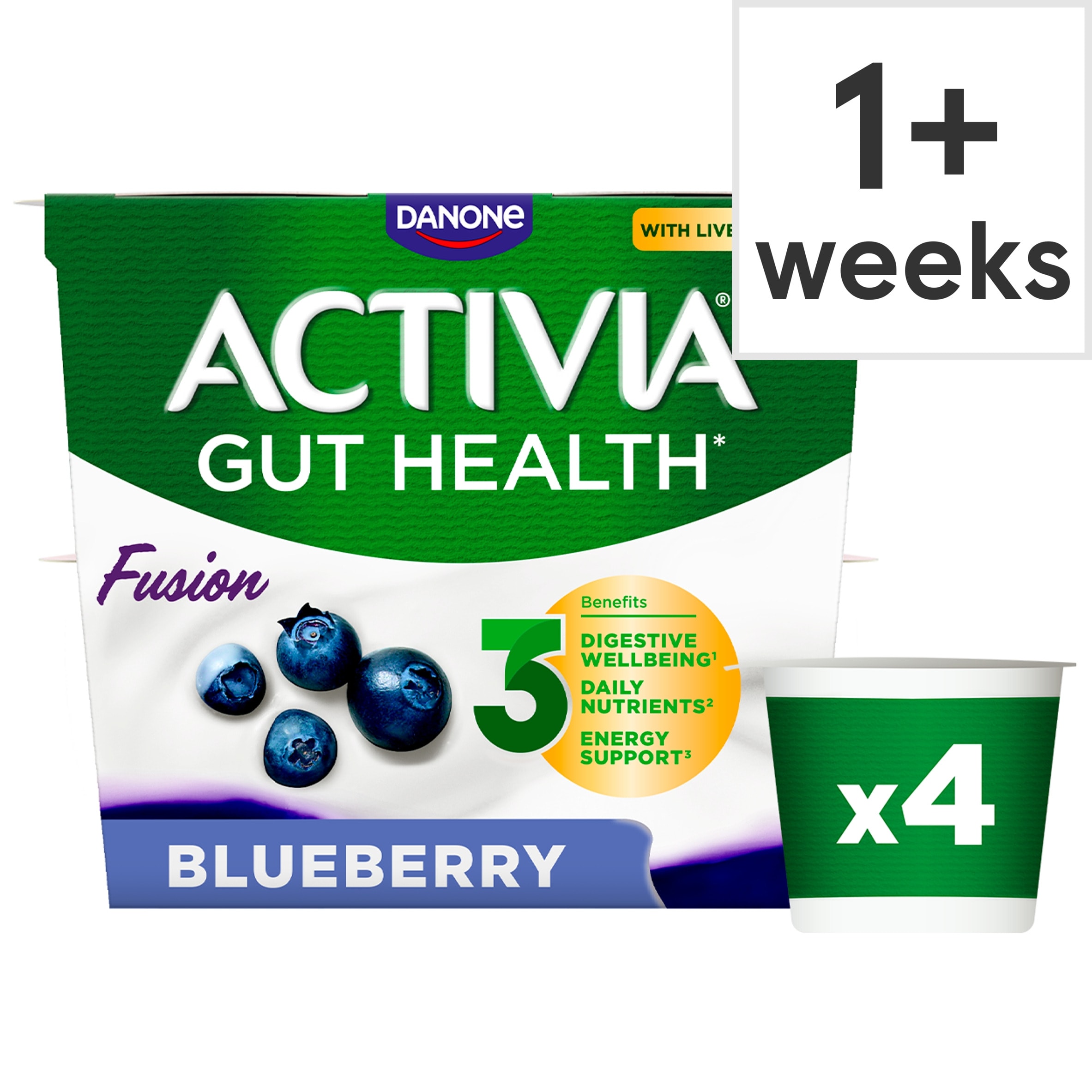 Activia Fusions Blueberry Acai Gut Health Fruit Yoghurt Multipack