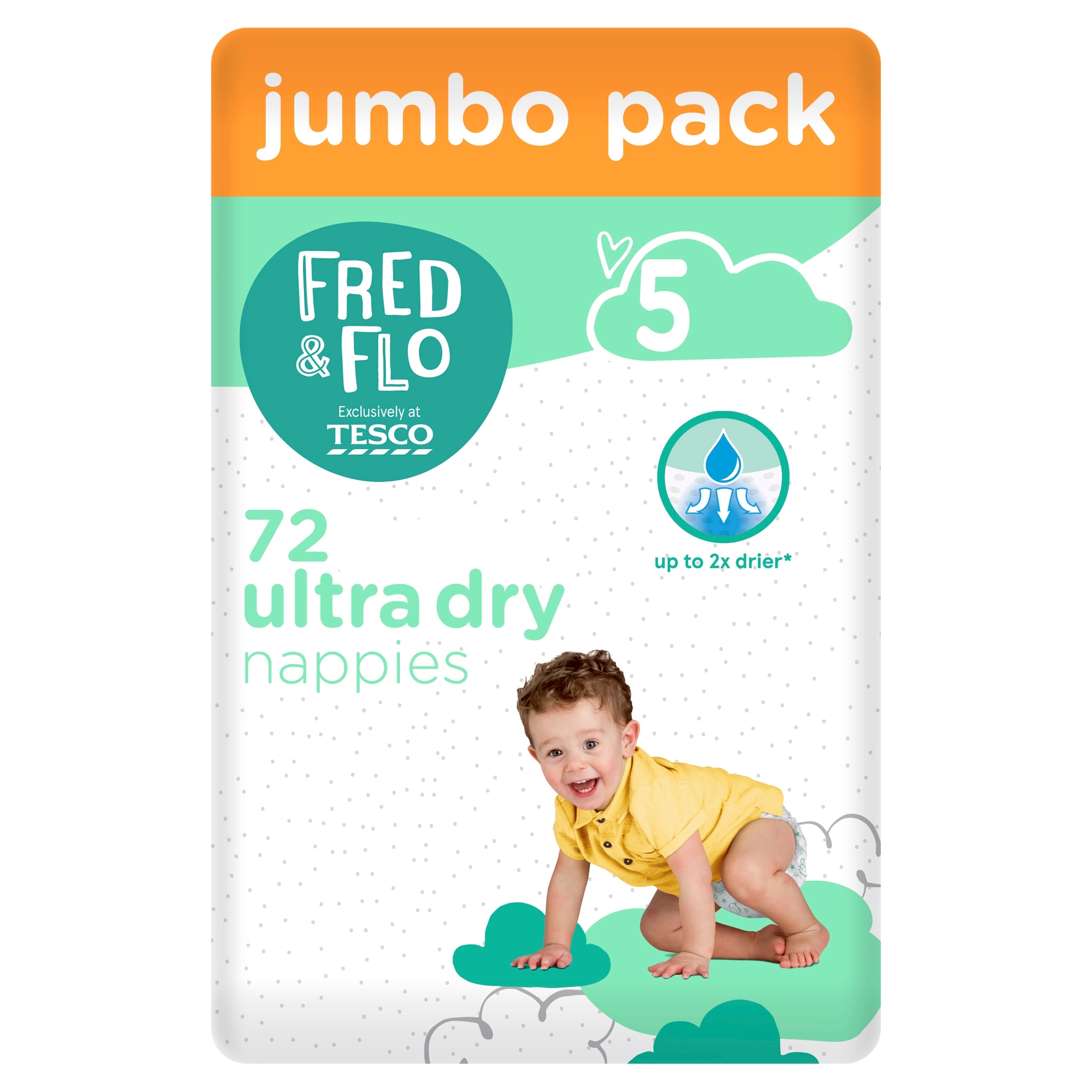 Fred & Flo Ultra Dry Nappies Size 5 Jumbo Pack 72 Pack