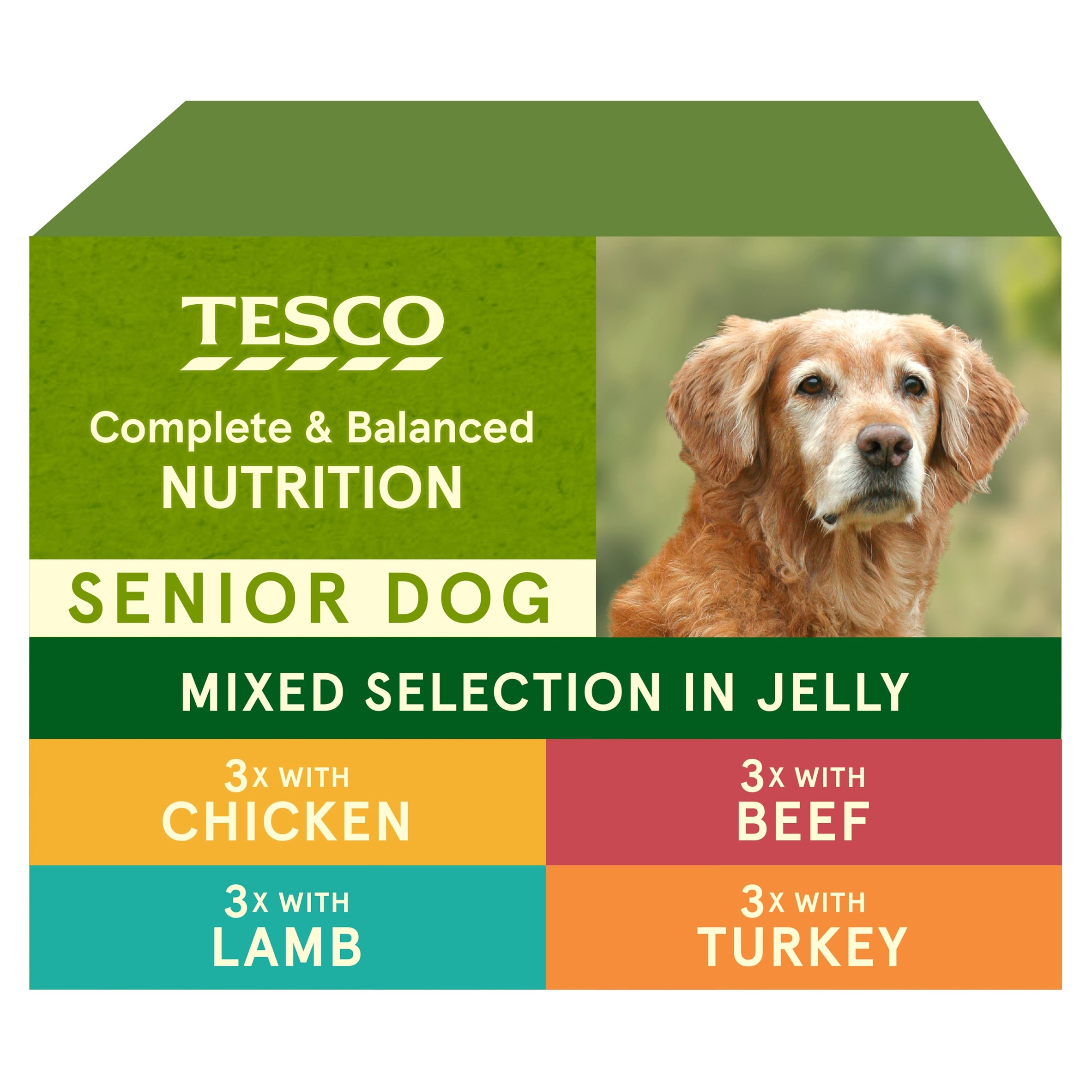 Tesco Senior Dog Mixed Selection in Jelly Pouches 12 x 100g
