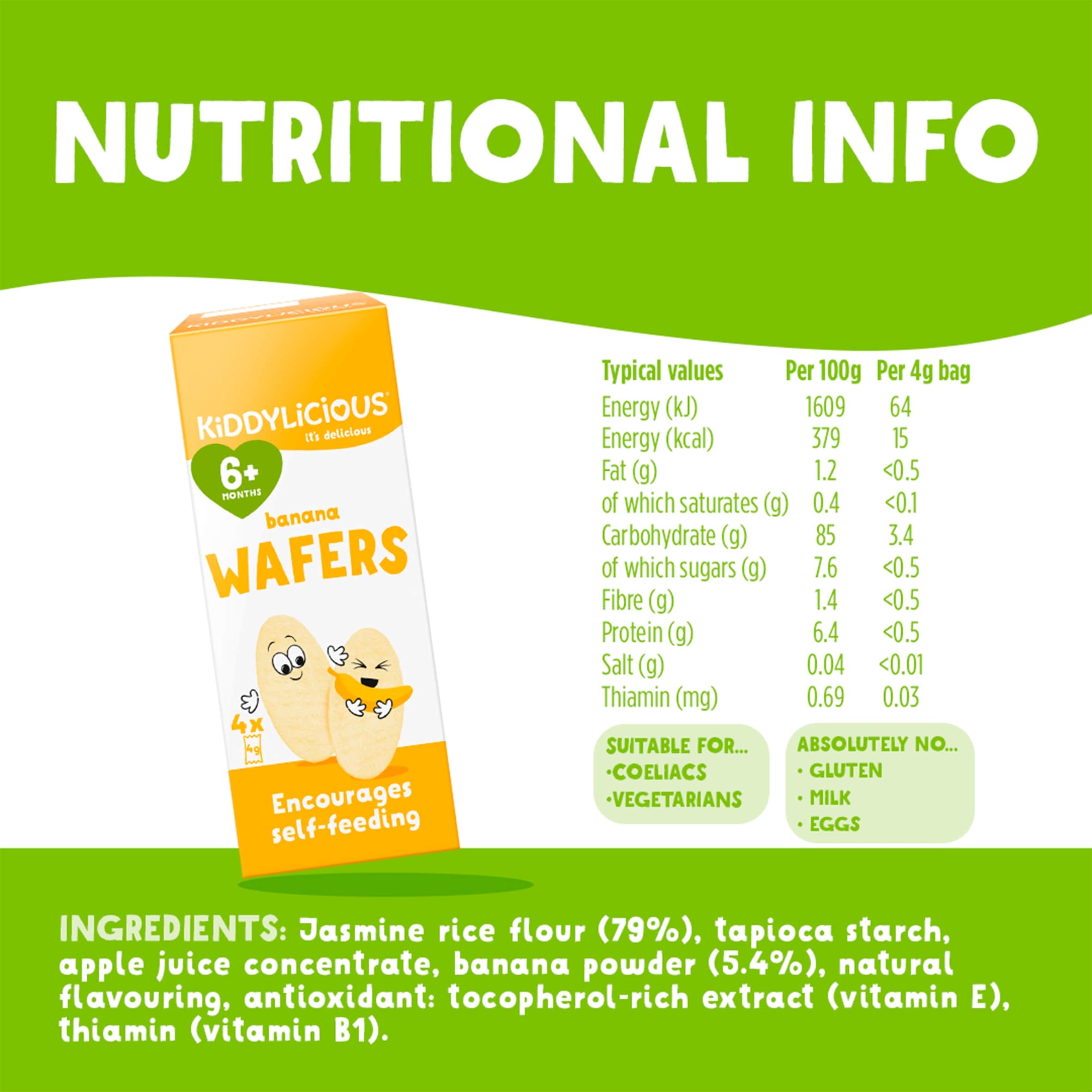 Kiddylicious Banana Wafers 6 Months 4Pack 16G thumbnail 3
