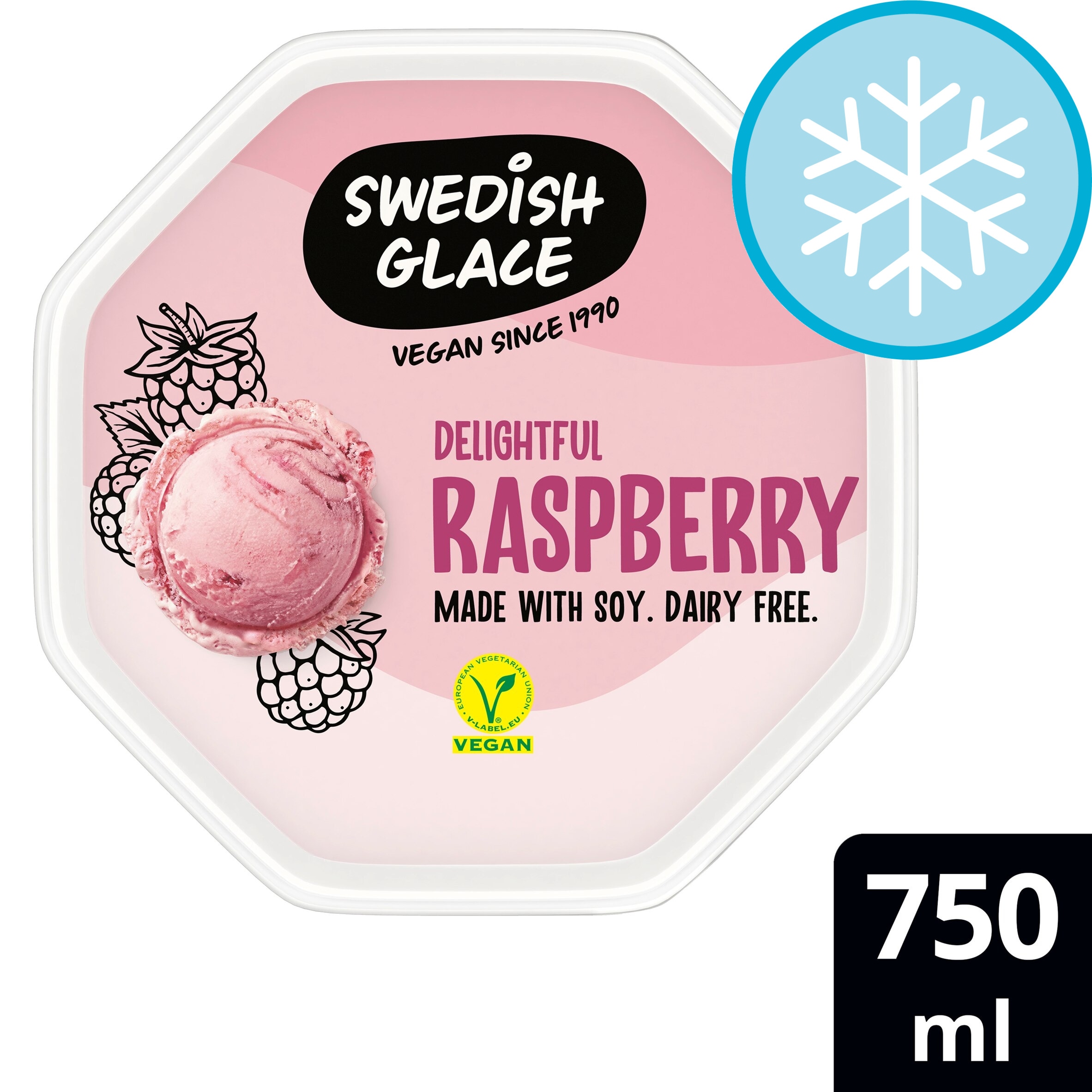 Swedish Glace Dairy Free Delightful Raspberry Vegan Ice Cream Tub