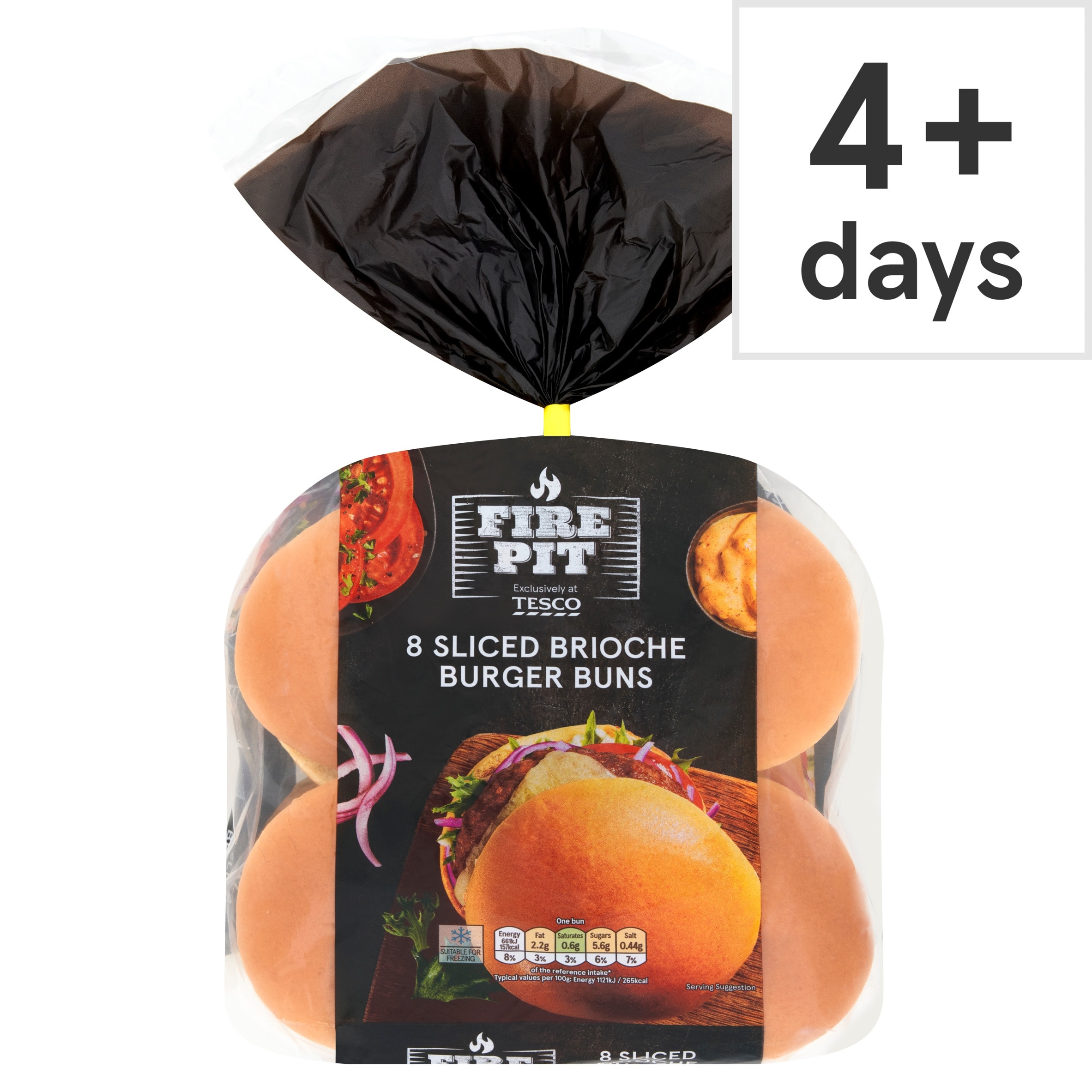 Tesco Fire Pit 8 Sliced Brioche Burger Buns