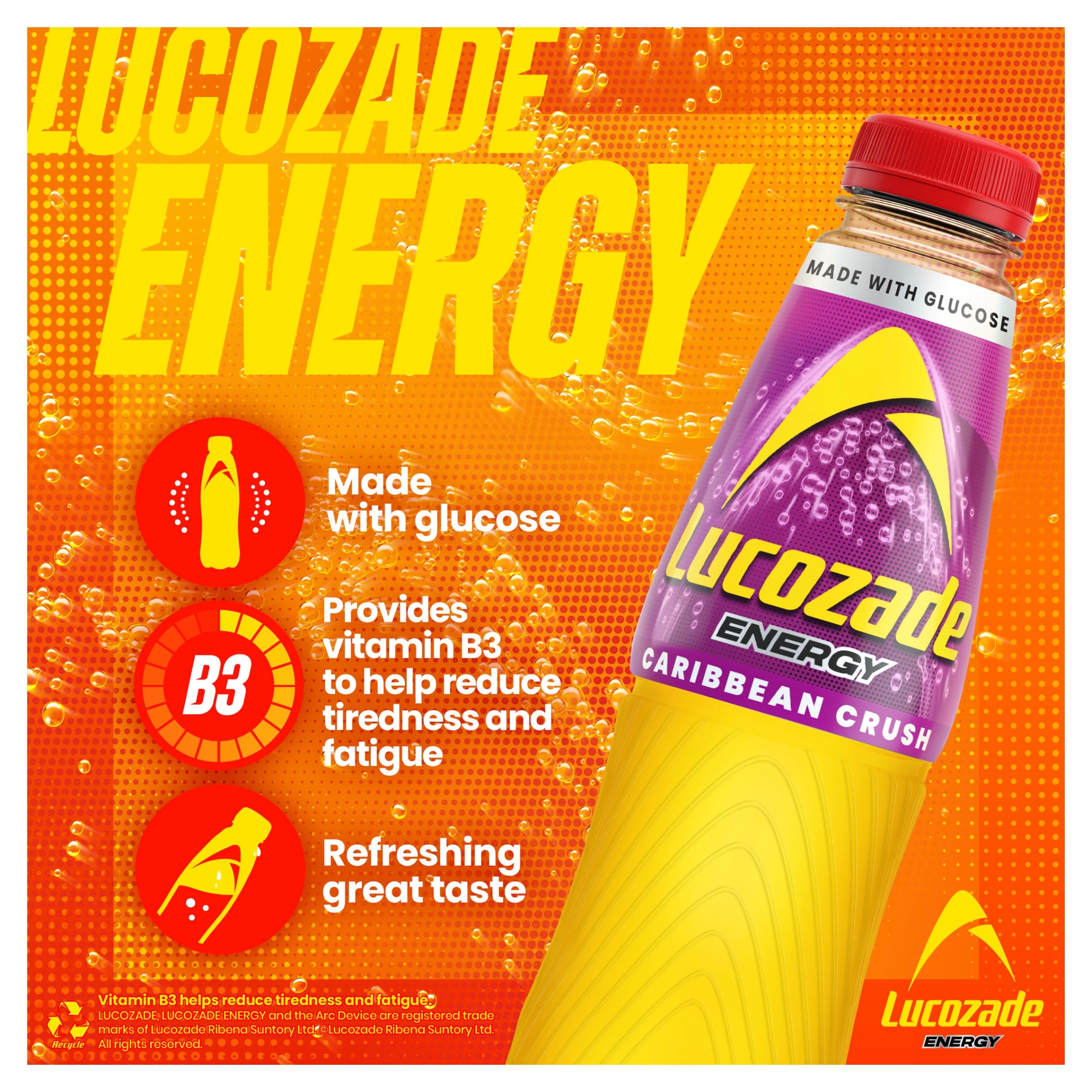 Lucozade Energy Drink Caribbean Crush 4 x 380ml thumbnail 2