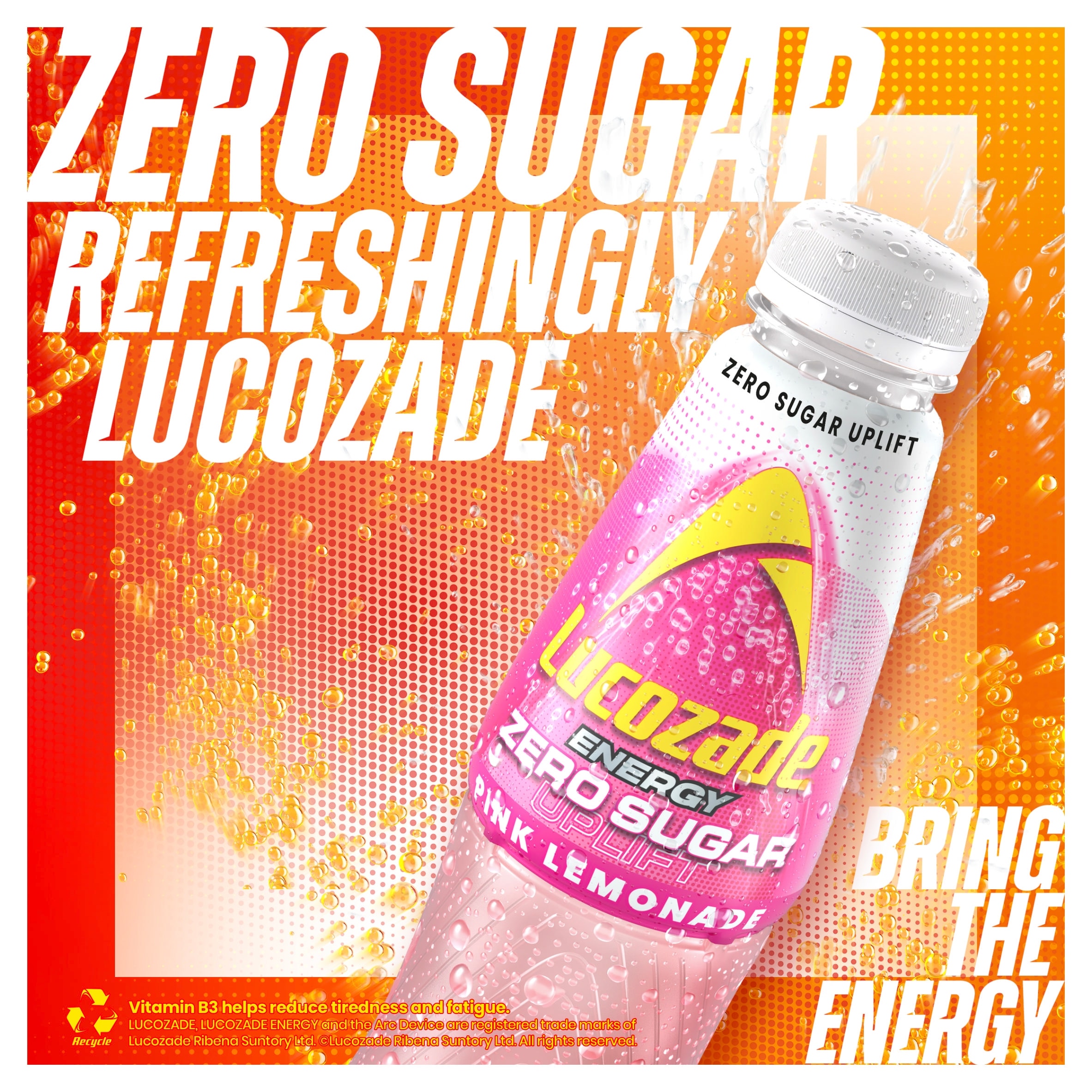 Lucozade Zero Pink Lemonade 4 X 380Ml thumbnail 3