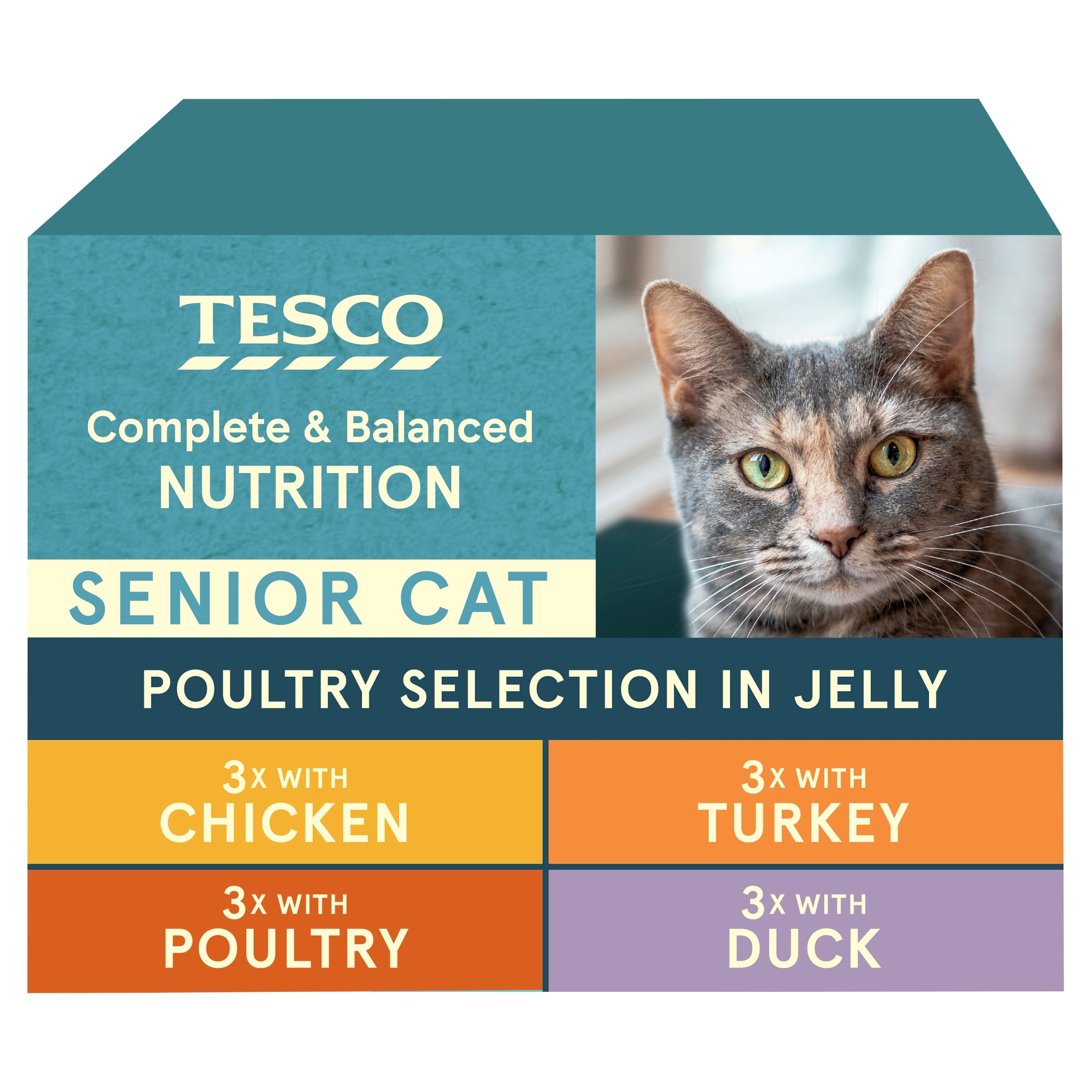 Tesco Senior Cat Food Poultry Selection In Jelly 12X100g