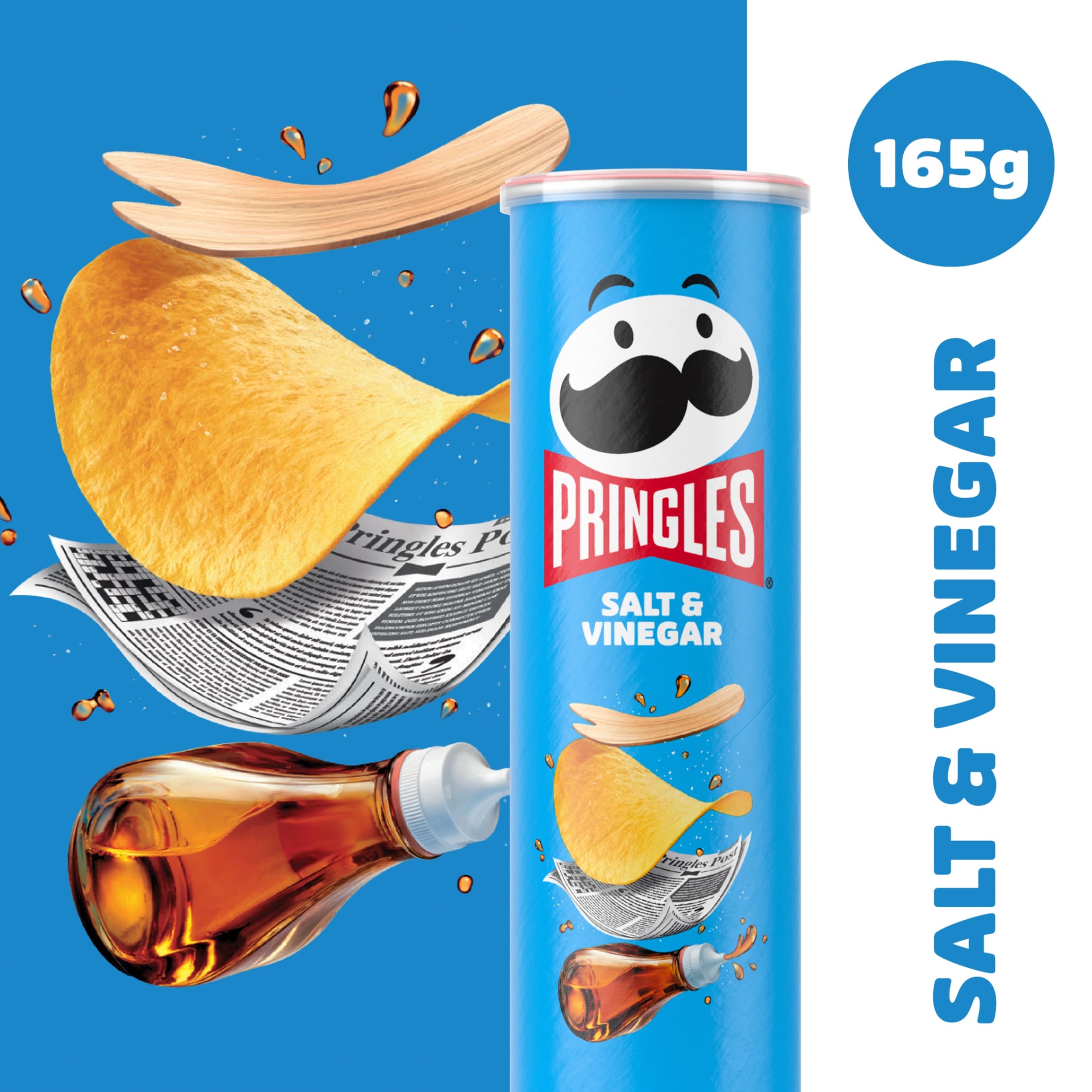Pringles Salt & Vinegar Sharing Crisps 165g thumbnail 2