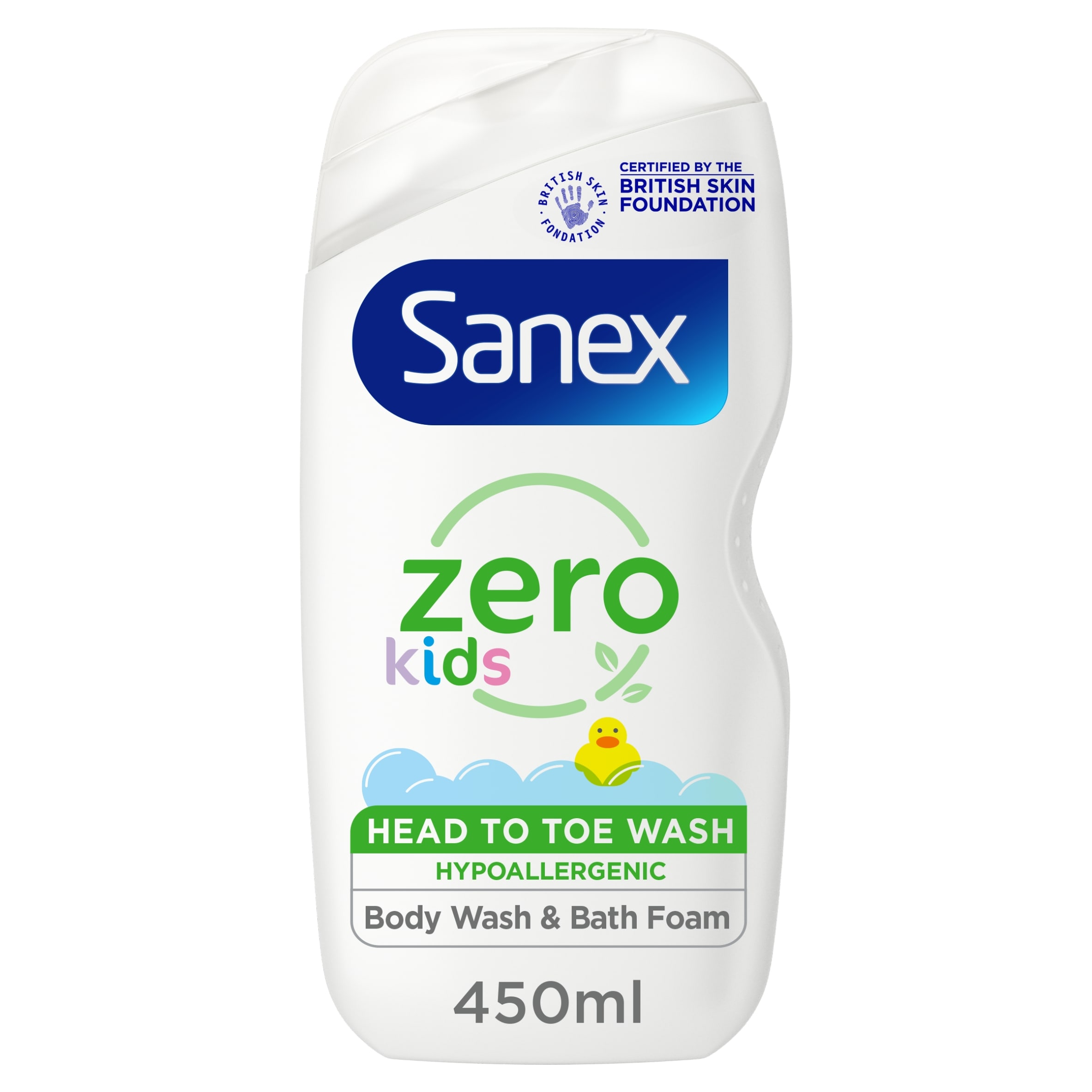 Sanex Zero% Hypoallergenic Kids Head to Toe Bubble Bath & Shower Gel 450ml