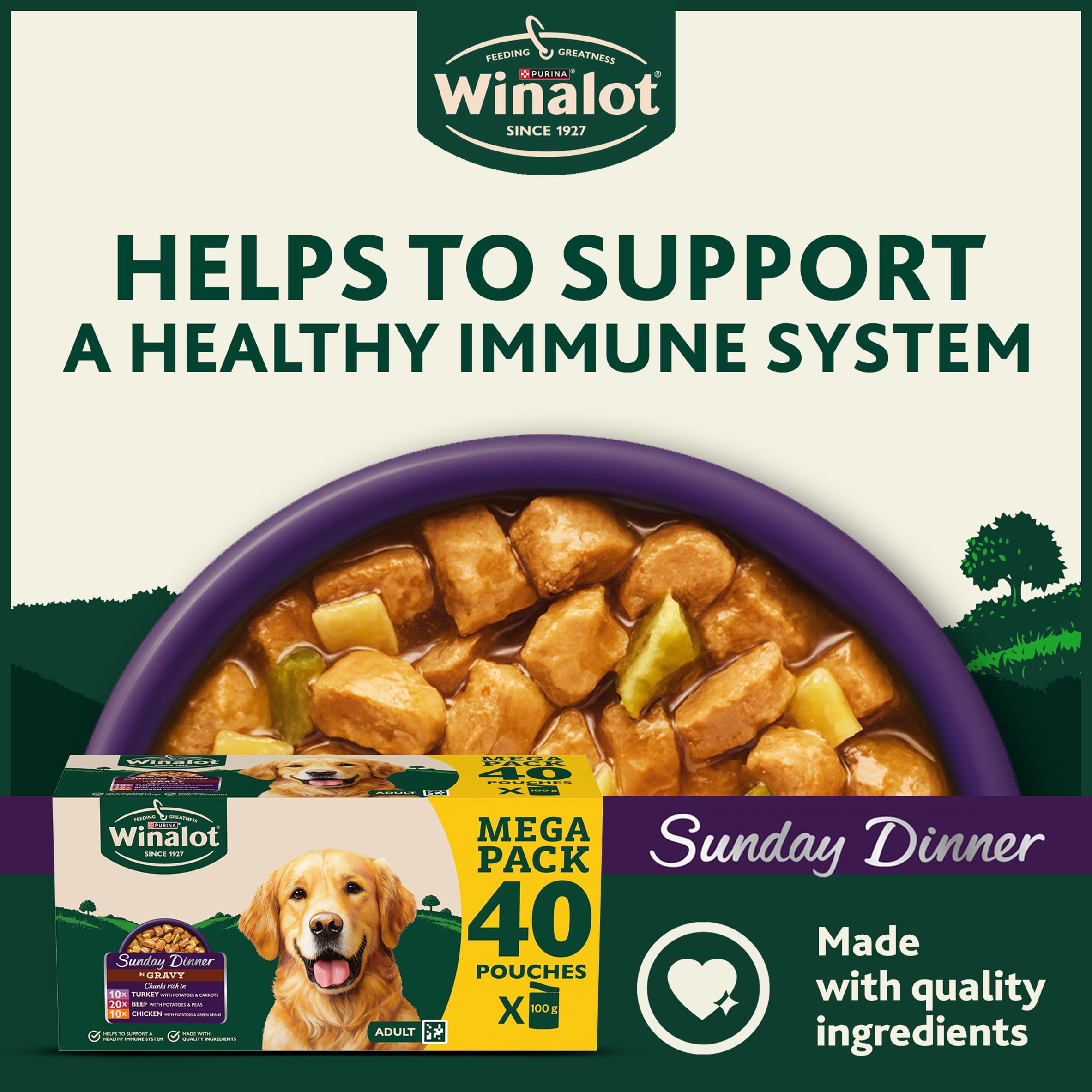 WINALOT Sunday Dinner Mixed in Gravy Wet Dog Food 40x100g thumbnail 3