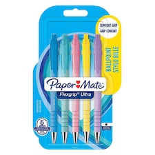 Paper Mate Flexgrip Ultra Ballpoint Pens, Pastel, 5 Count
