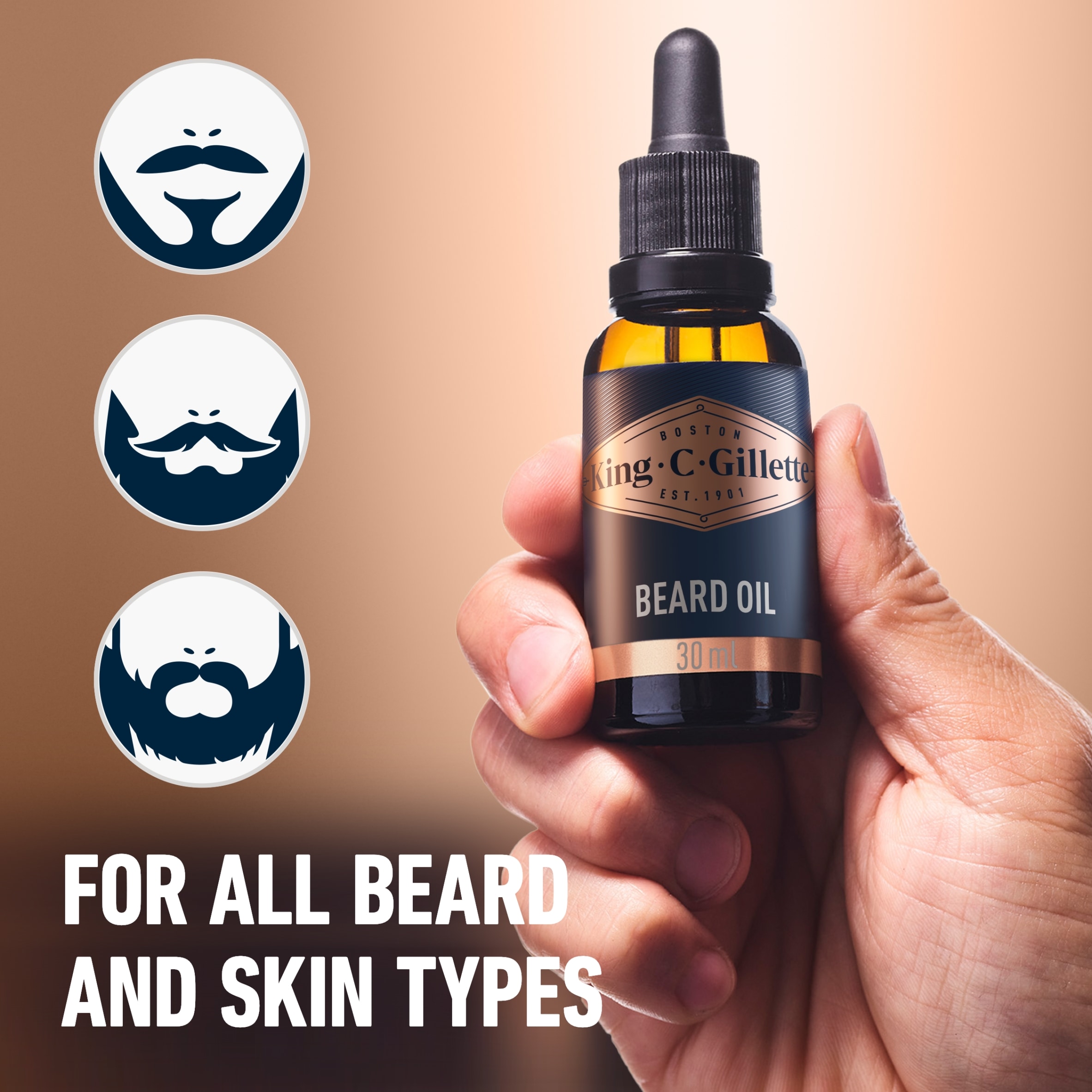 King C. Gillette Beard Oil, Infused With Signature Scent, Plant-Based Ingredients, 30ml thumbnail 3