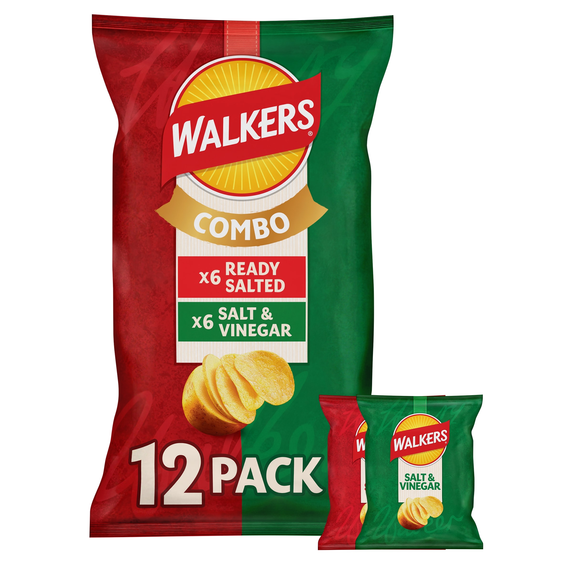 Walkers Ready Salted & Salt & Vinegar Crisps Multipack 12x25g thumbnail 2