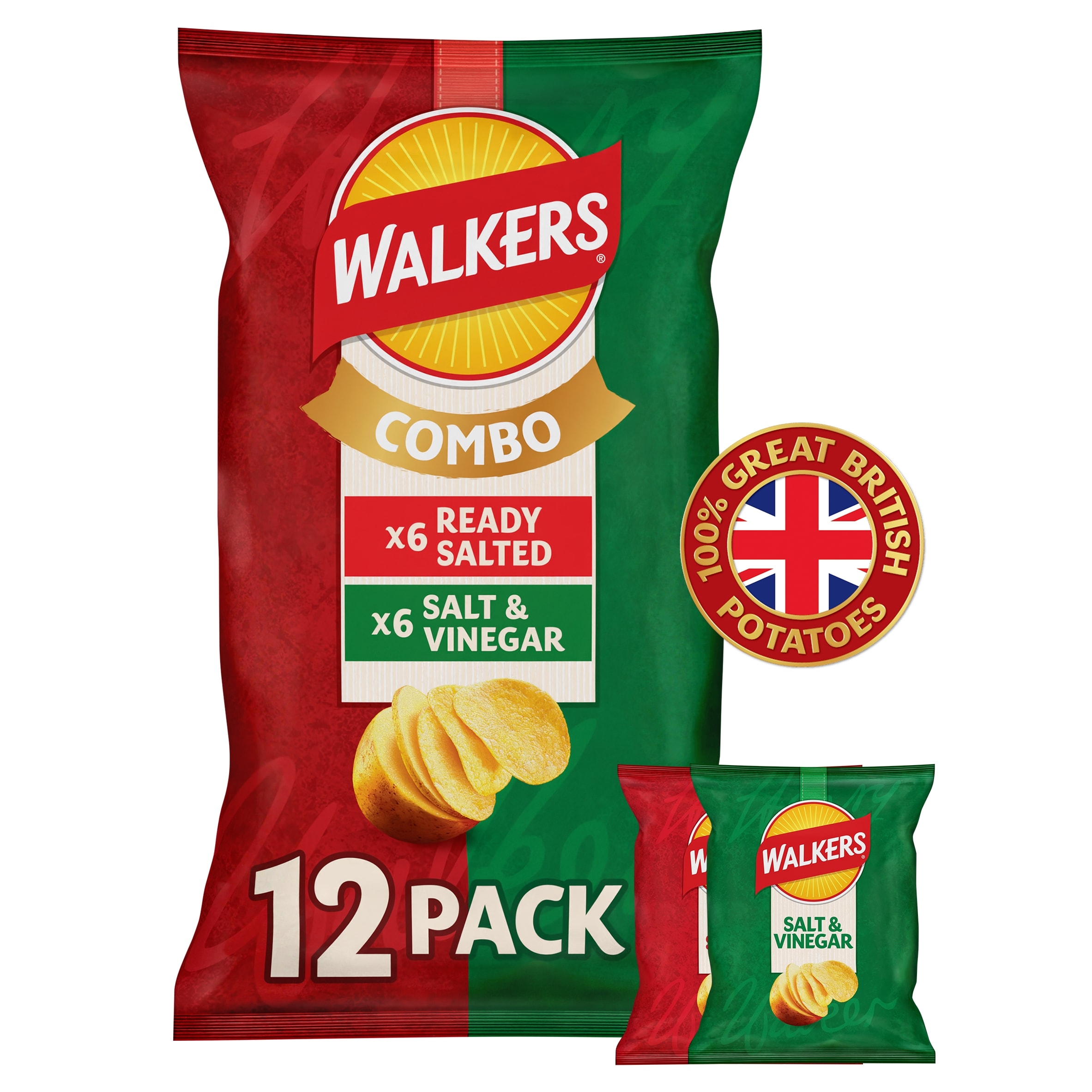 Walkers Ready Salted & Salt & Vinegar Crisps Multipack 12x25g thumbnail 3