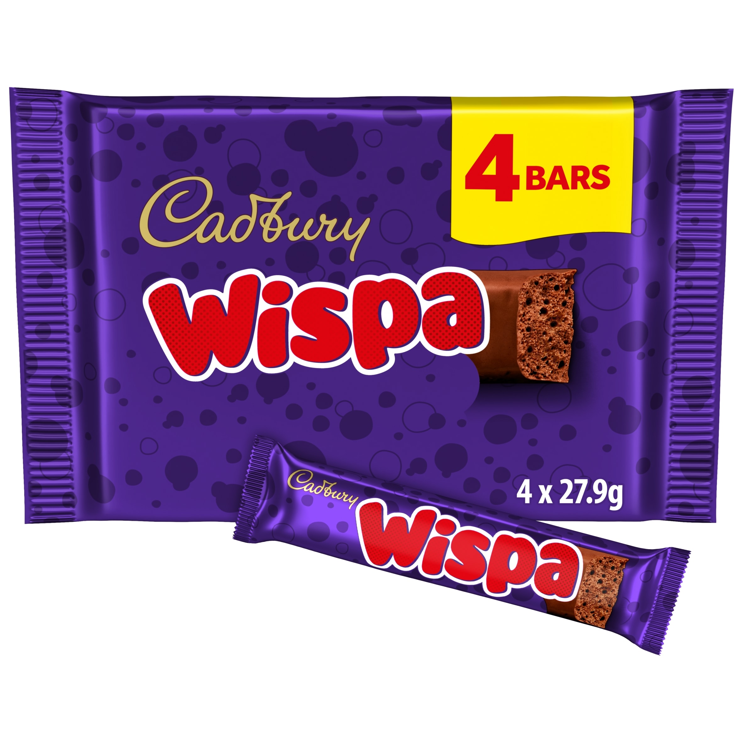 Cadbury Wispa Chocolate Bar 4 Pack Multipack 111.6g