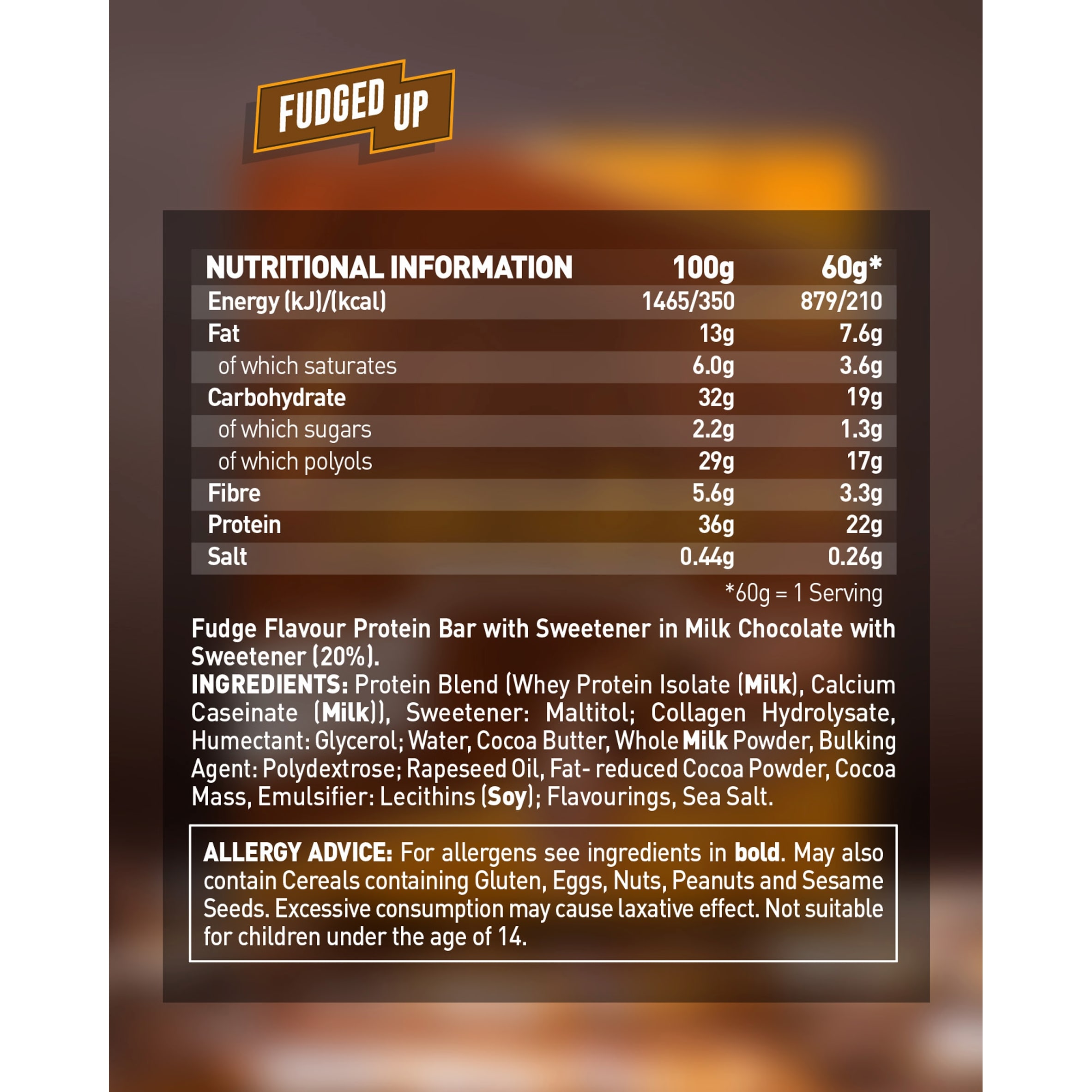 Grenade Protein Bar - Fudged Up Fudge 60g thumbnail 2