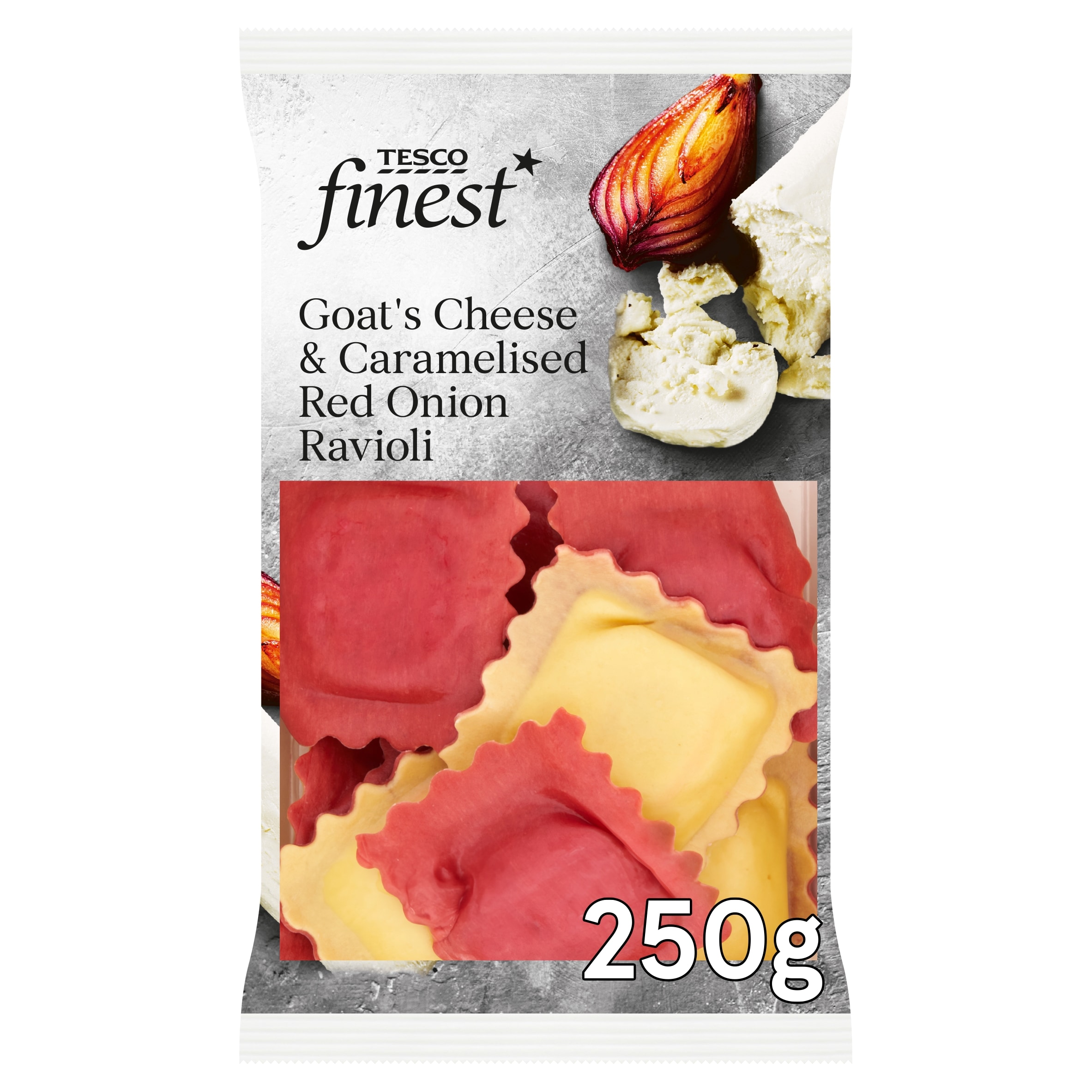 Tesco Finest Goat Cheese & Caramelised Red Onion Ravioli 250G