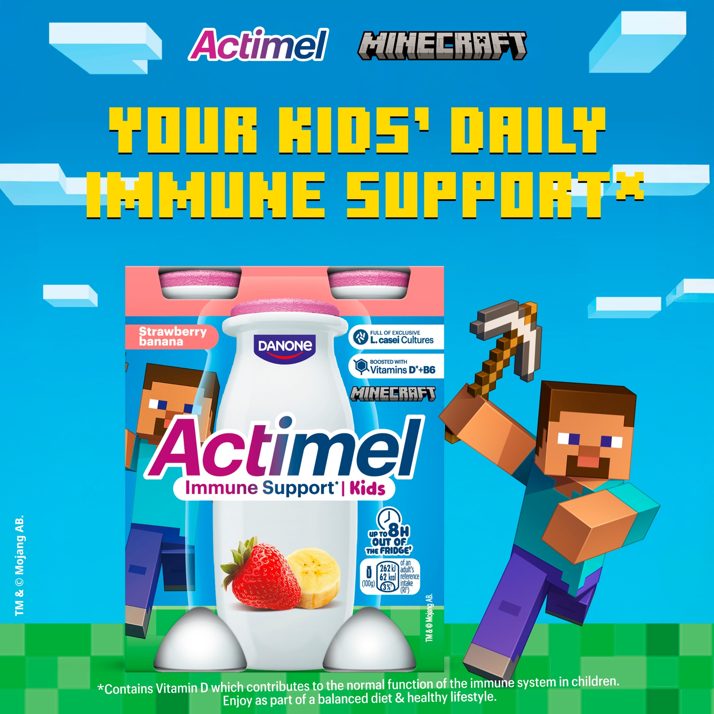 Actimel Kids Strawberry & Banana Lunchbox Yoghurt Drink Multipack 4x100g thumbnail 2