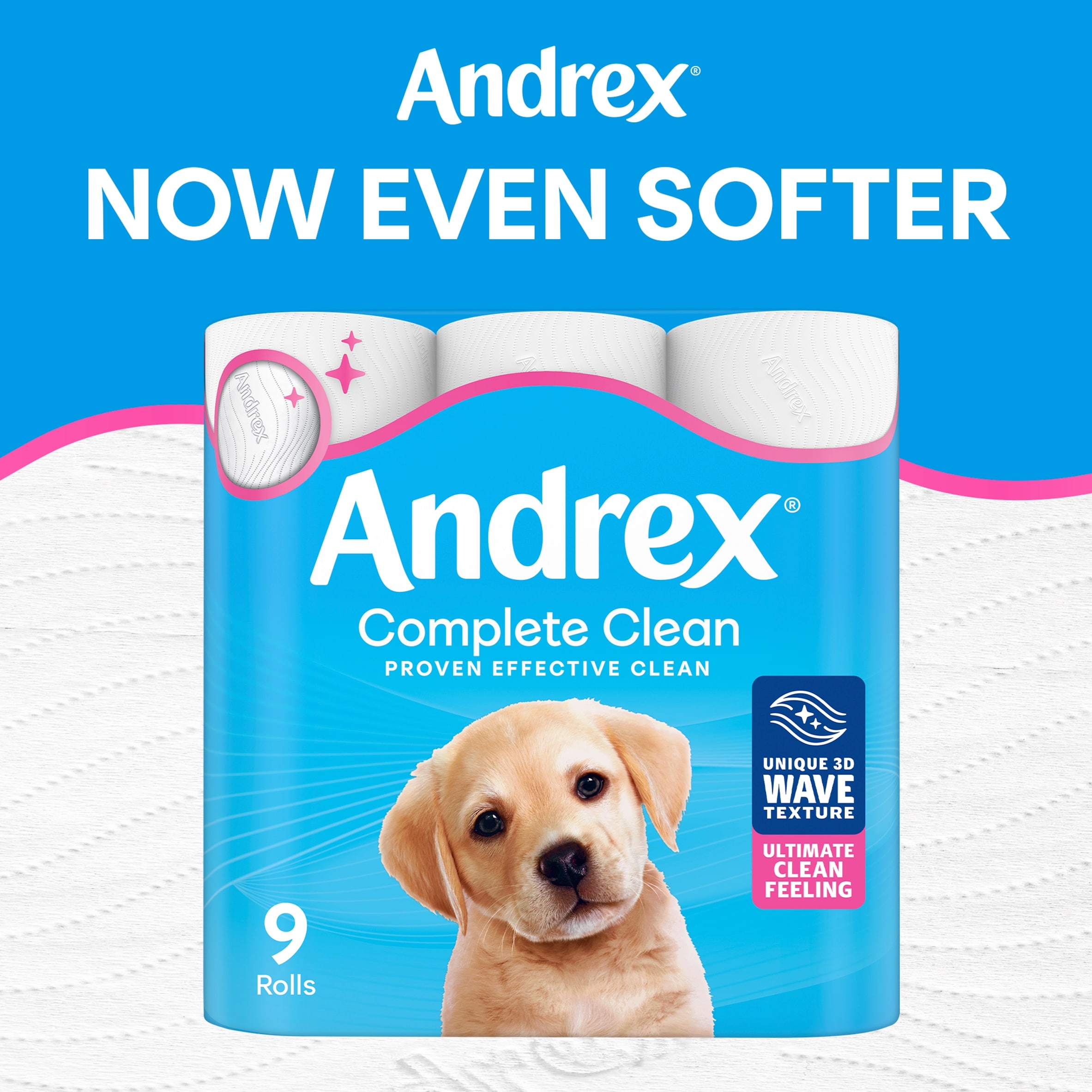 Andrex Complete Clean Toilet Tissue Standard Rolls 4 Rolls thumbnail 2