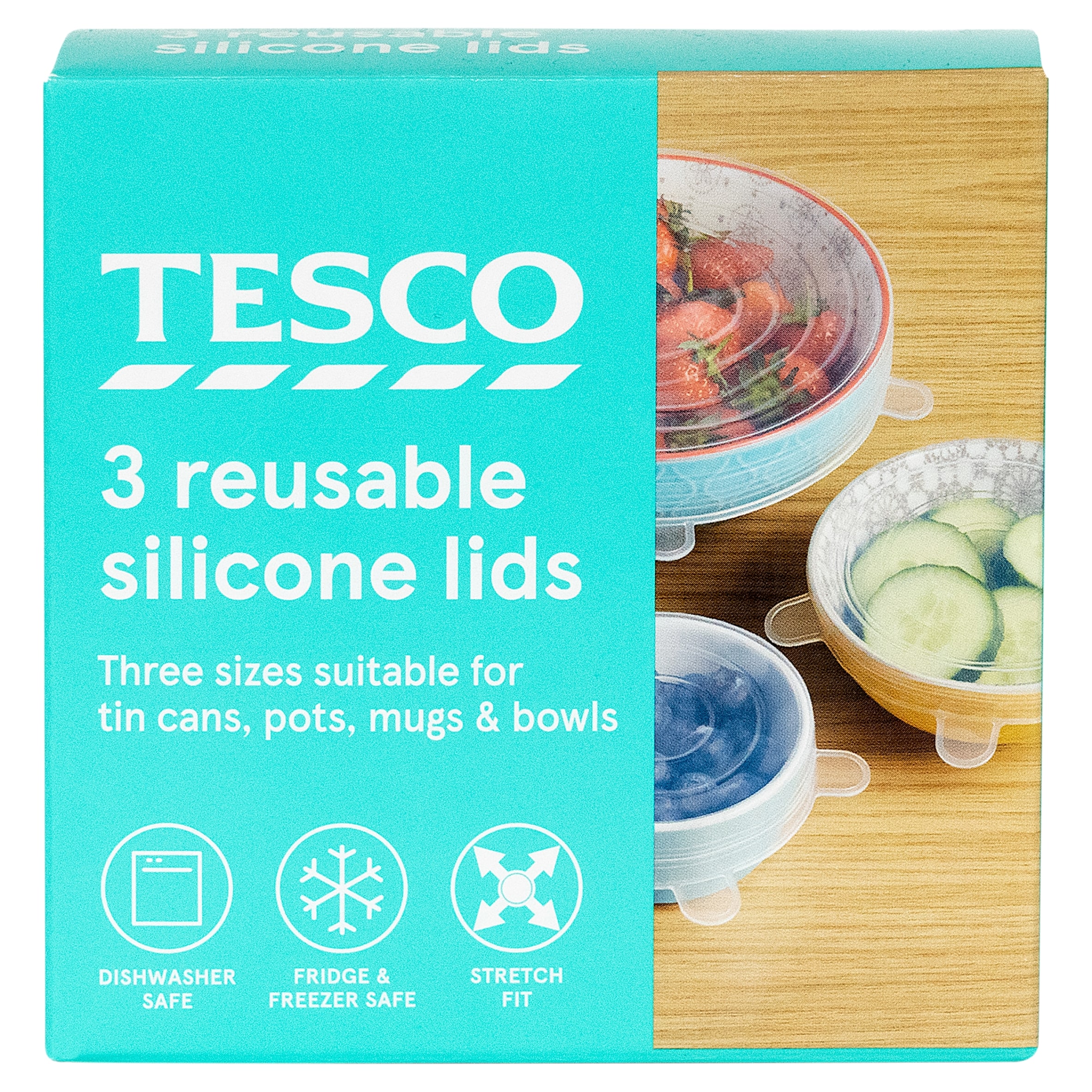 Tesco Reusable Silicone Lids 3 Pack