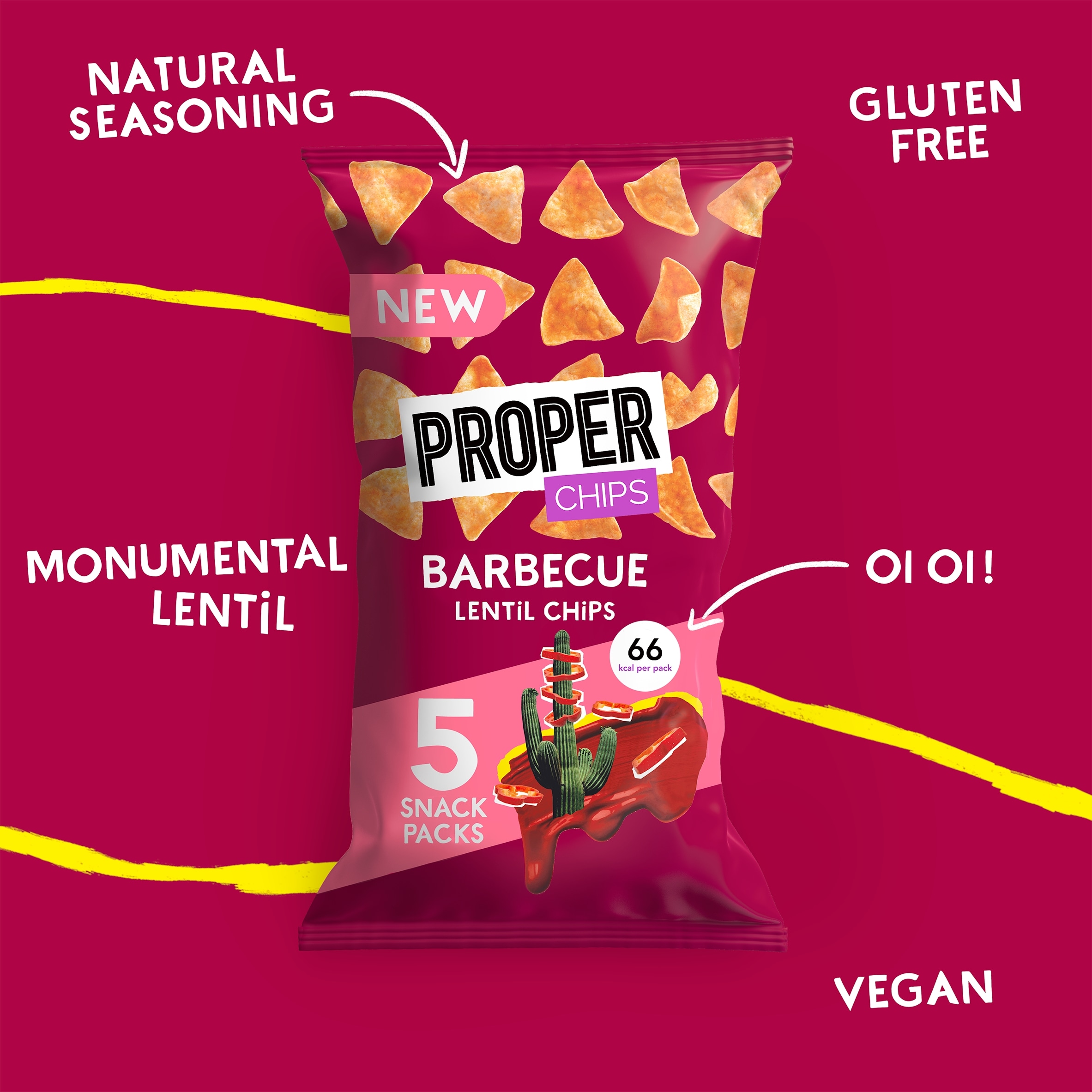 Proper Chips Bbq Lentil Chips 5X14g thumbnail 2
