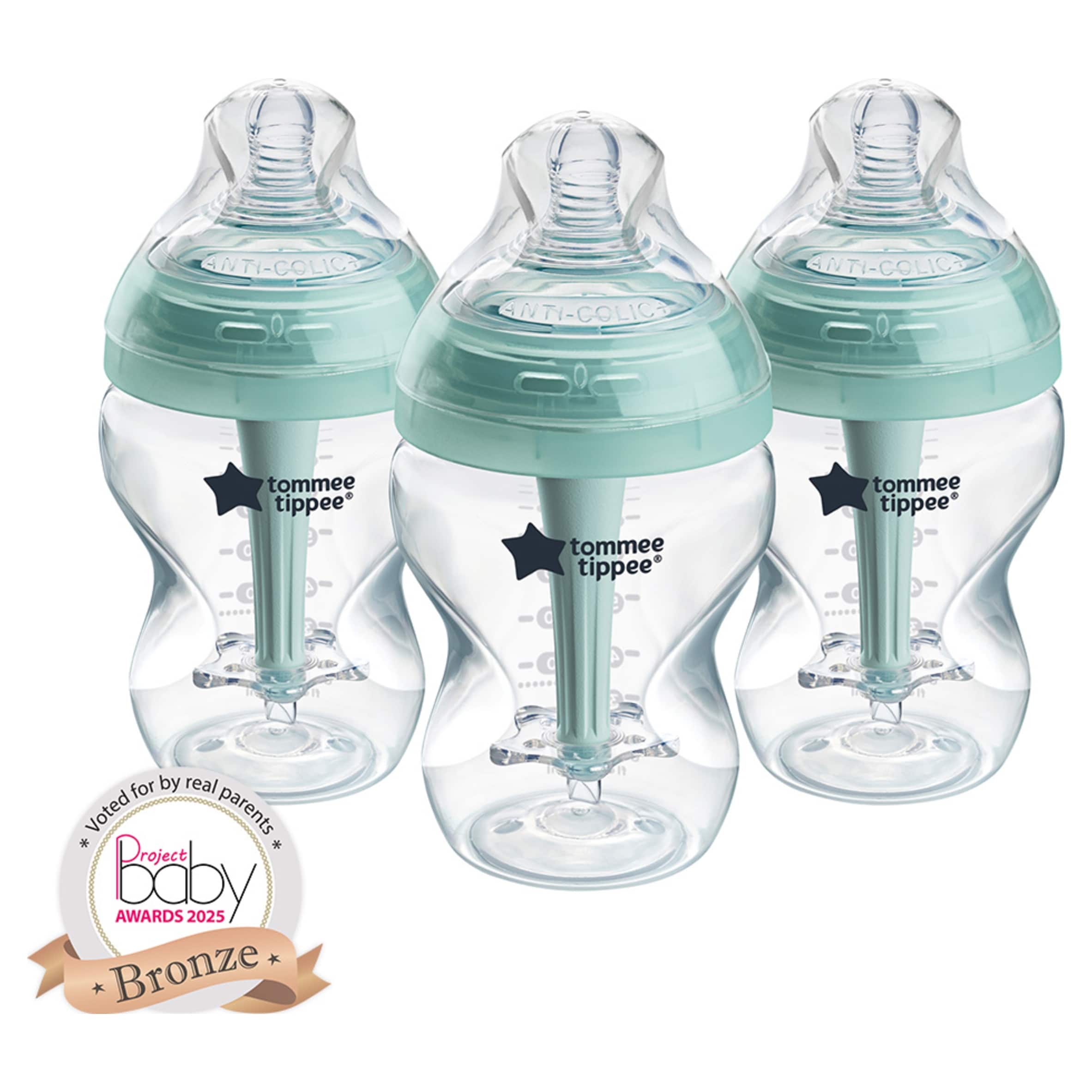 Tommee Tippee Baby Bottles, Advanced Anti-Colic Baby Bottle,  Slow Flow, 260ml, 0m+, Pack of 3 thumbnail 2