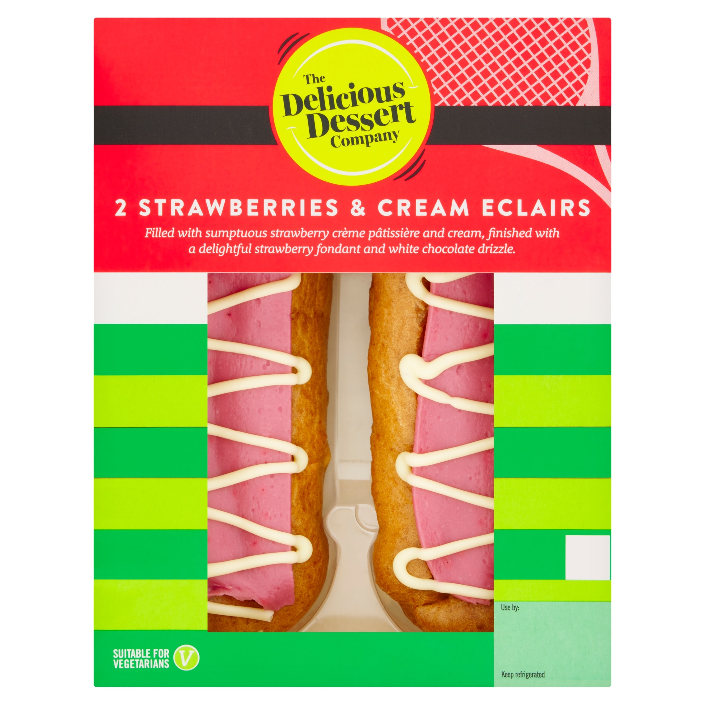 Delicious Desserts Strawberry & Cream Eclair 2Pack