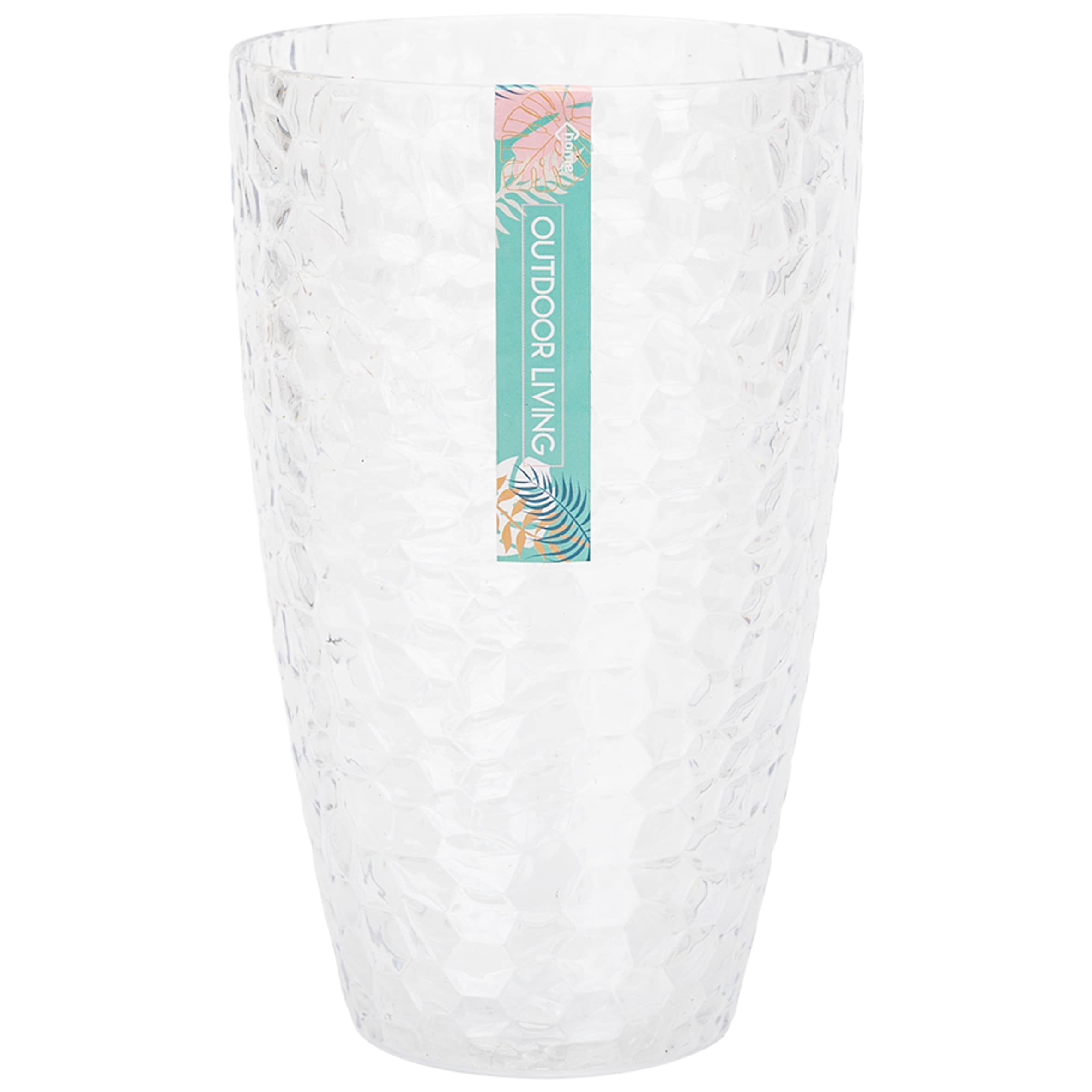 B&Co Outdoor Living Clear Hammered Hiball Picnic Tumbler Glass