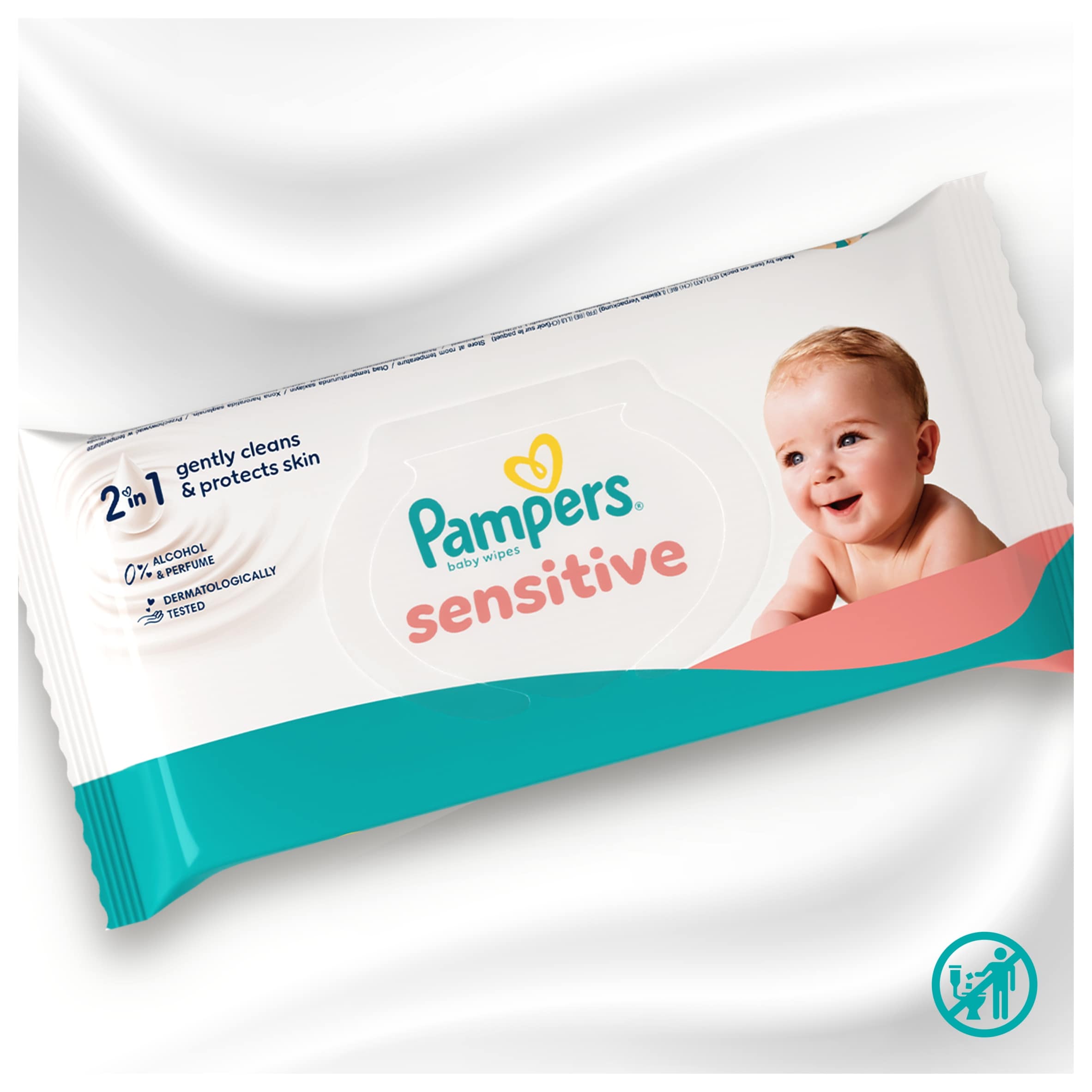 Pampers Sensitive Baby Wipes 0% Plastic 12X52 Wipes thumbnail 2