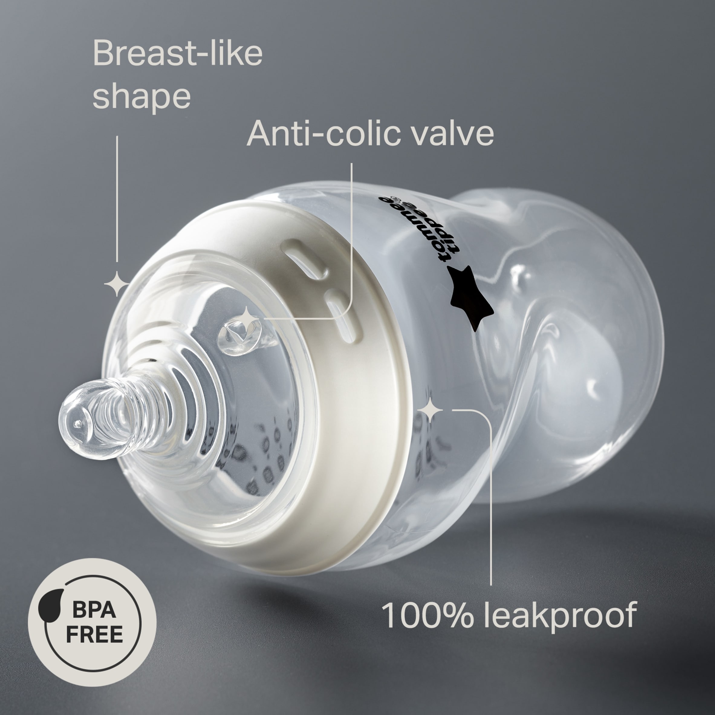 Tommee Tippee Baby Bottles, Natural Start Anti-Colic Baby Bottle, Slow Flow, 260ml, 0m+, Pack of 3 thumbnail 4