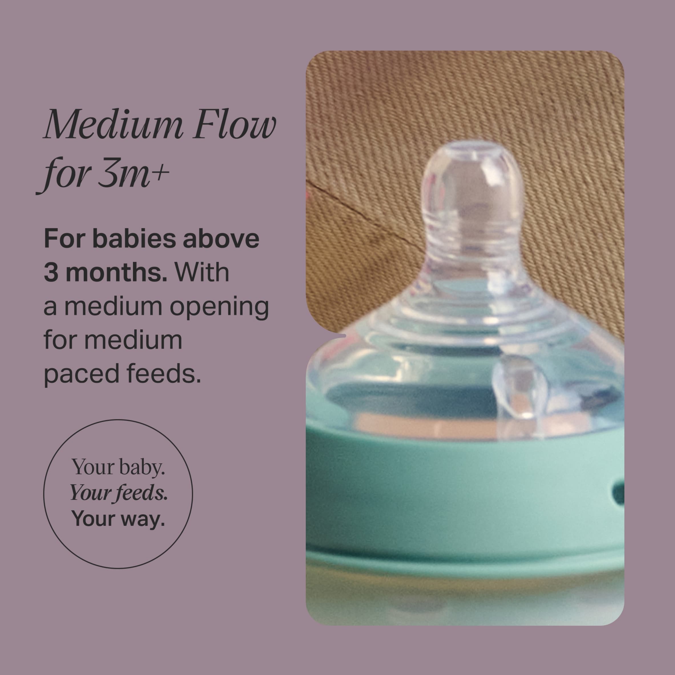 Tommee Tippee Natural Start Baby Bottle Teats Medium Flow 3m+ 2 Pack thumbnail 2