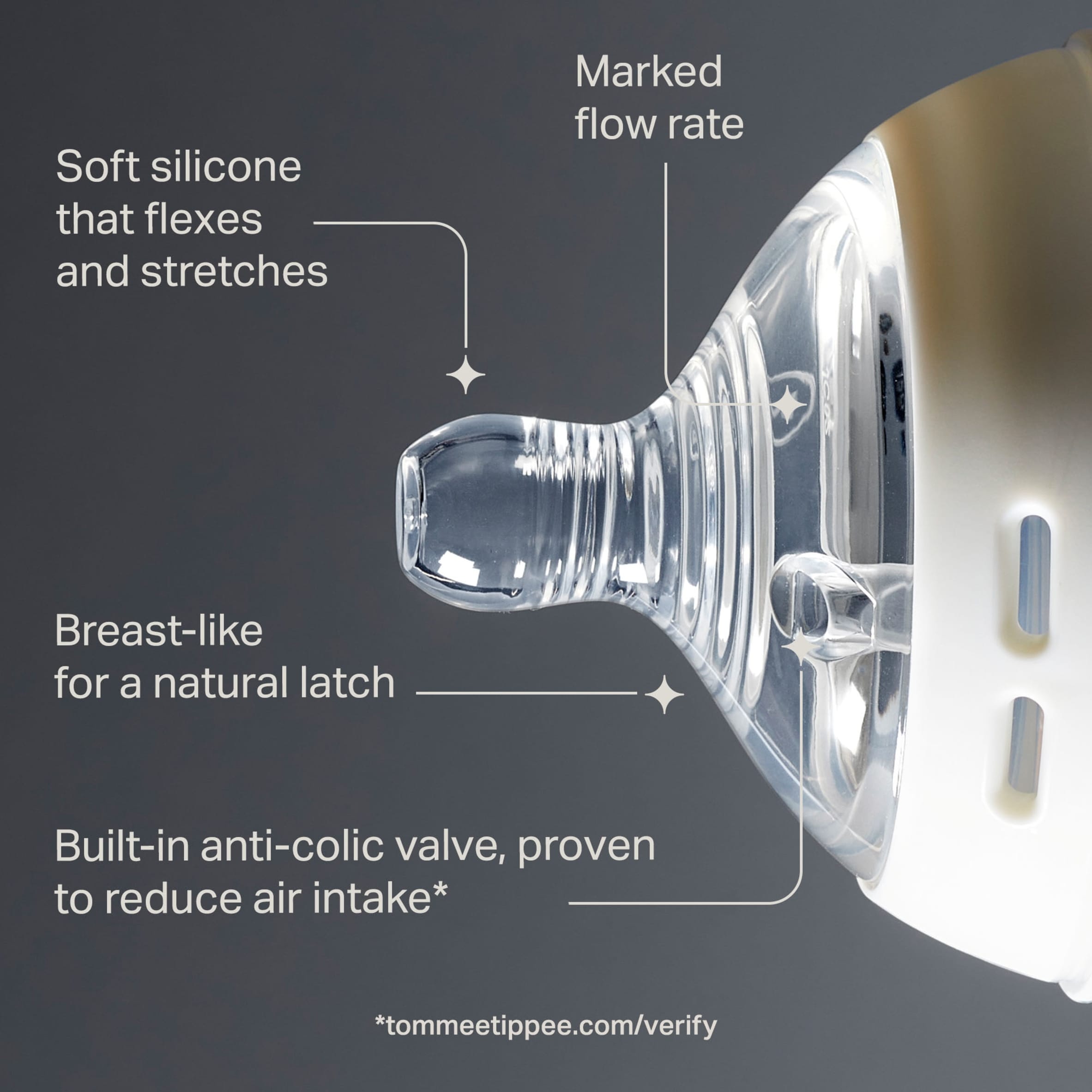 Tommee Tippee Natural Start Baby Bottle Teats Medium Flow 3m+ 2 Pack thumbnail 3