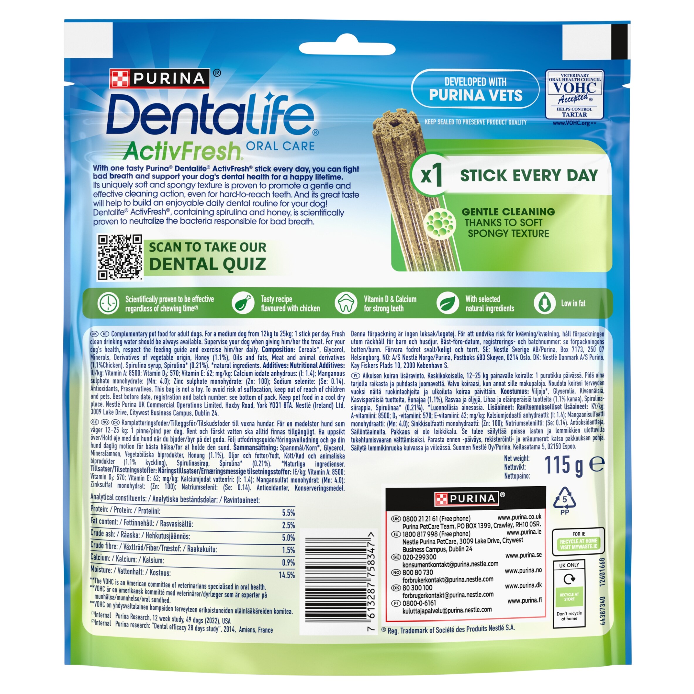 DENTALIFE ActivFresh Medium Dental Chicken Dog Chews 5 Sticks thumbnail 3