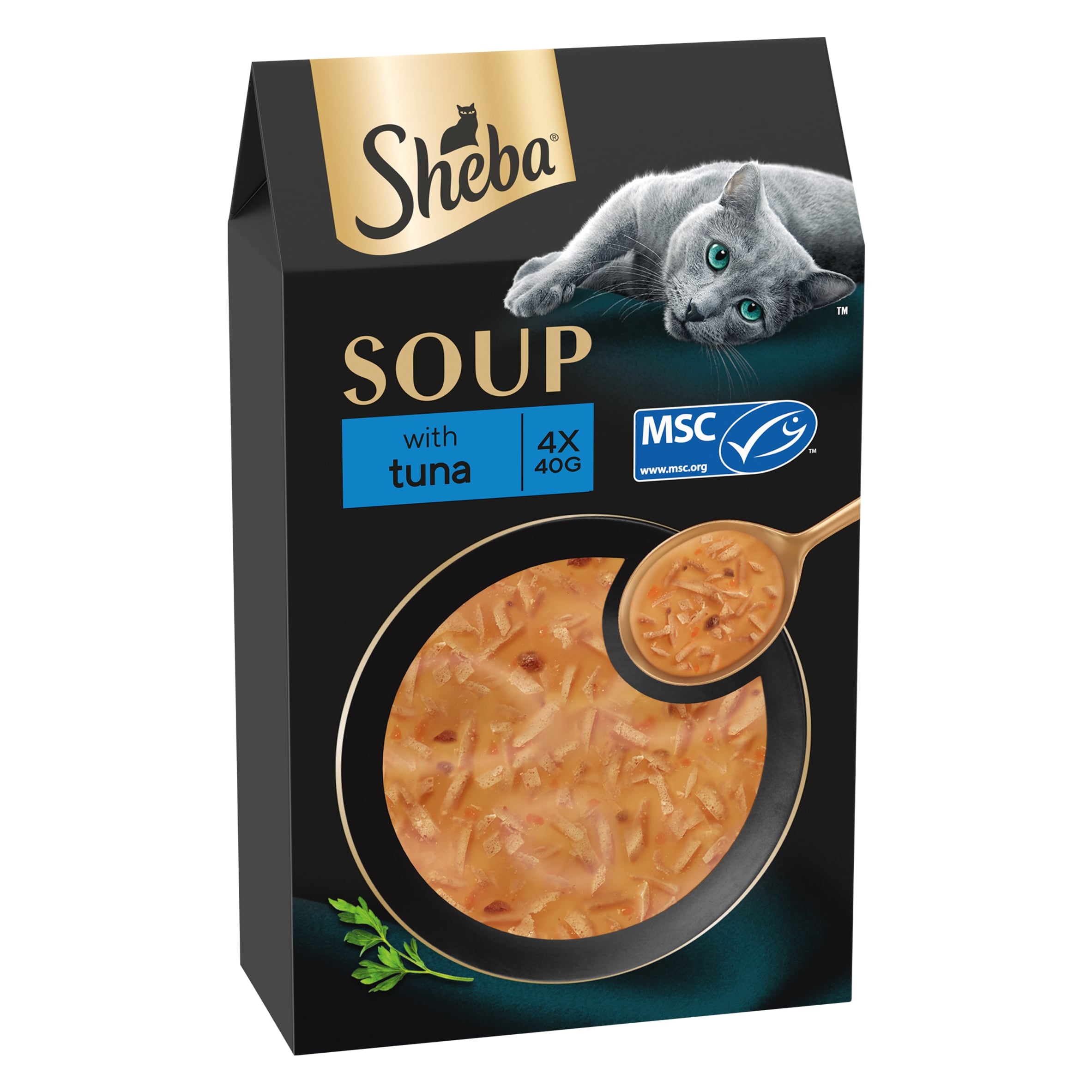 Sheba Classics Soup Adult Wet Cat Food Pouches with Tuna Fillets 4 x 40g
