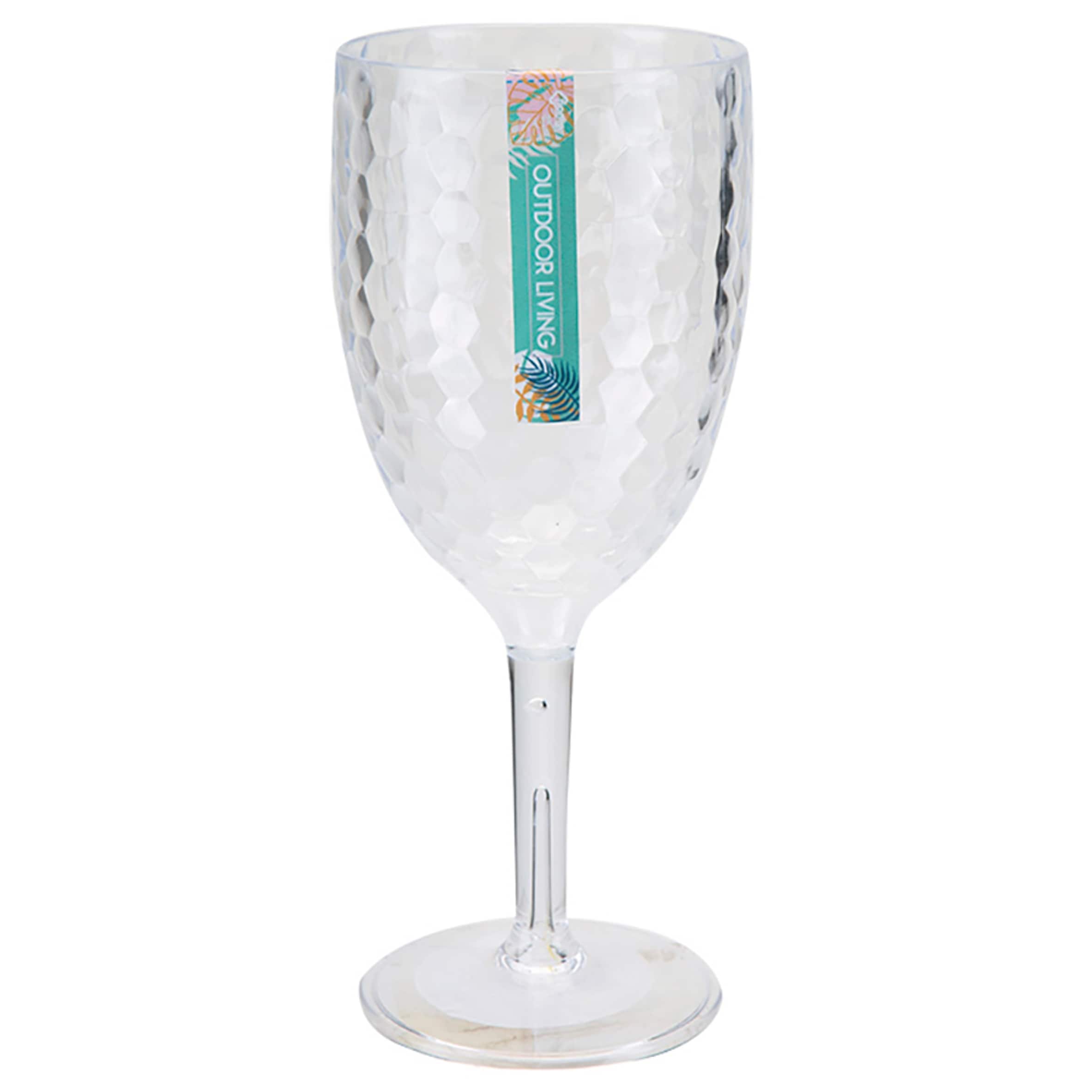 B&Co Outdoor Living Clear Hammered Picnic Wine Glass
