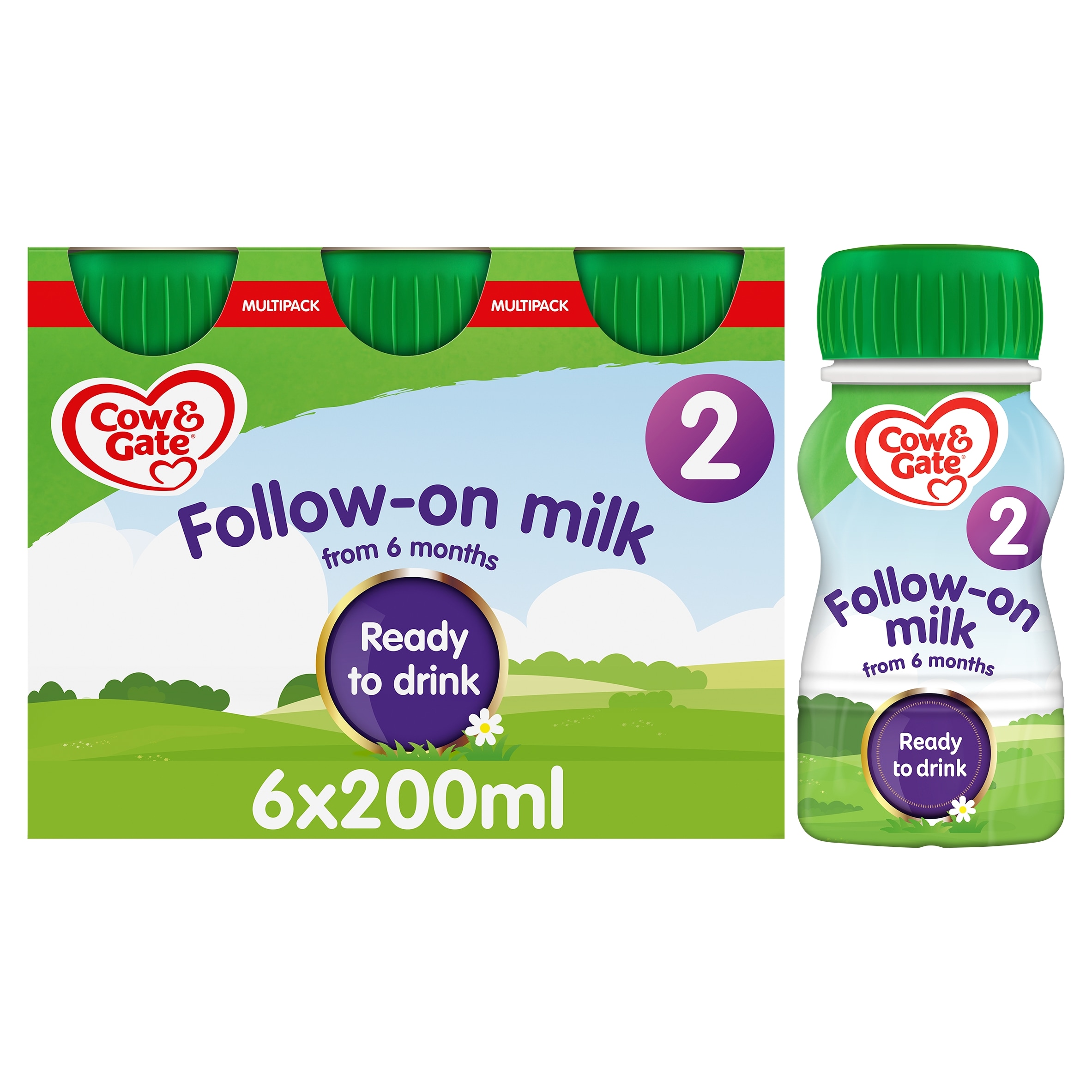 Cow & Gate 2 Follow On Baby Milk Formula Liquid Ready to Feed 6-12 Months