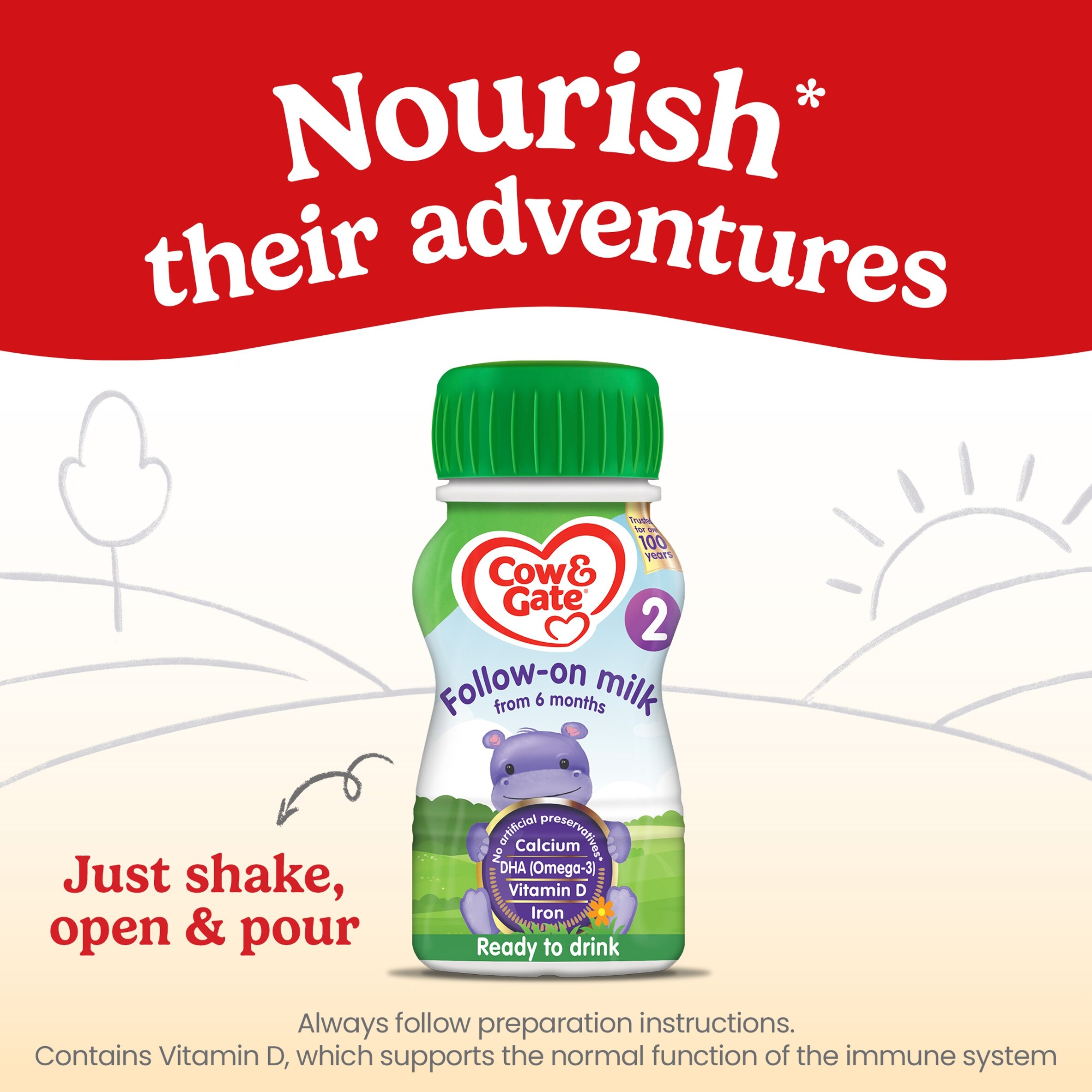 Cow & Gate Follow-On Milk From 6 Months Ready to Drink Multipack 6 x 200ml thumbnail 2
