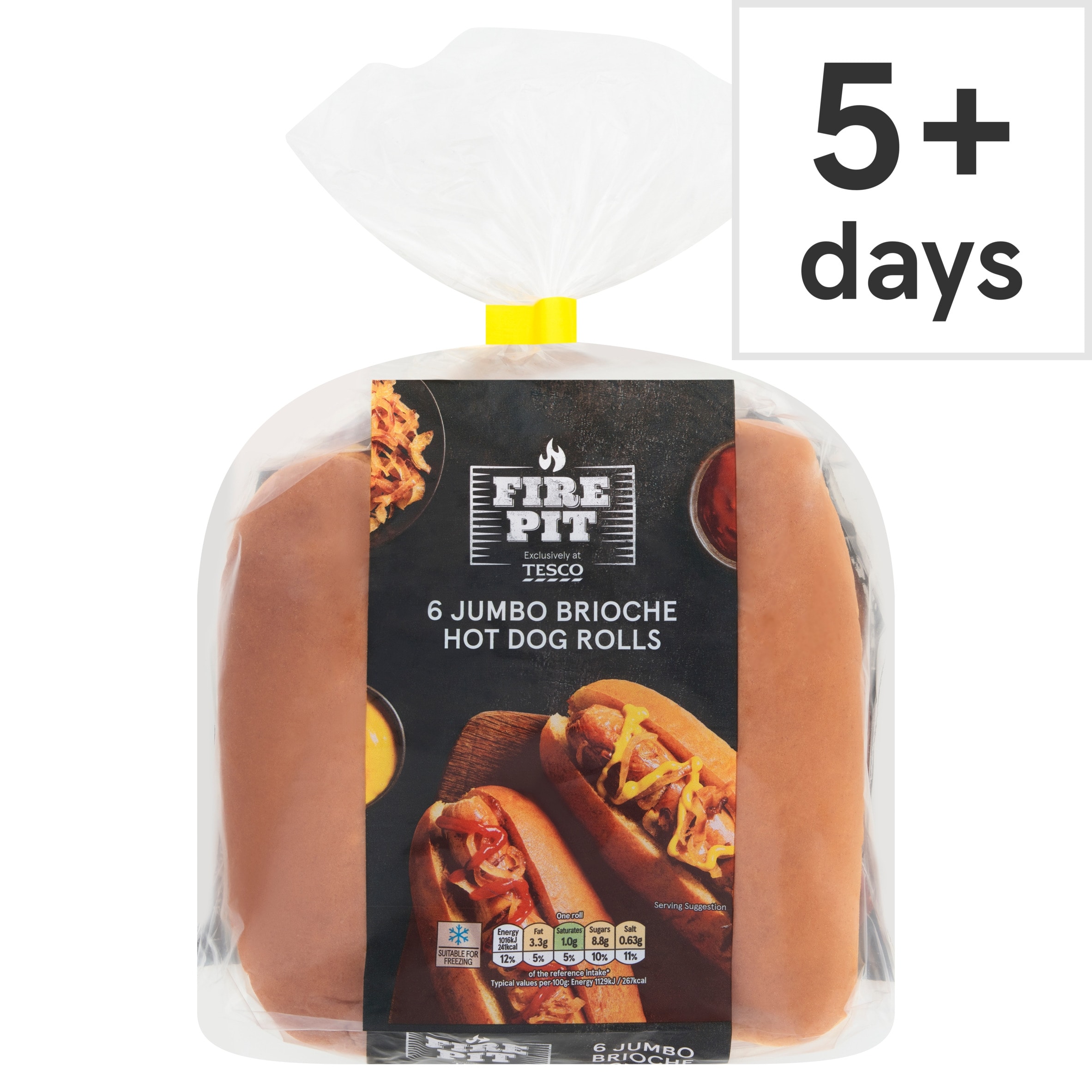 Tesco Fire Pit 6 Jumbo Brioche Hot Dog Rolls