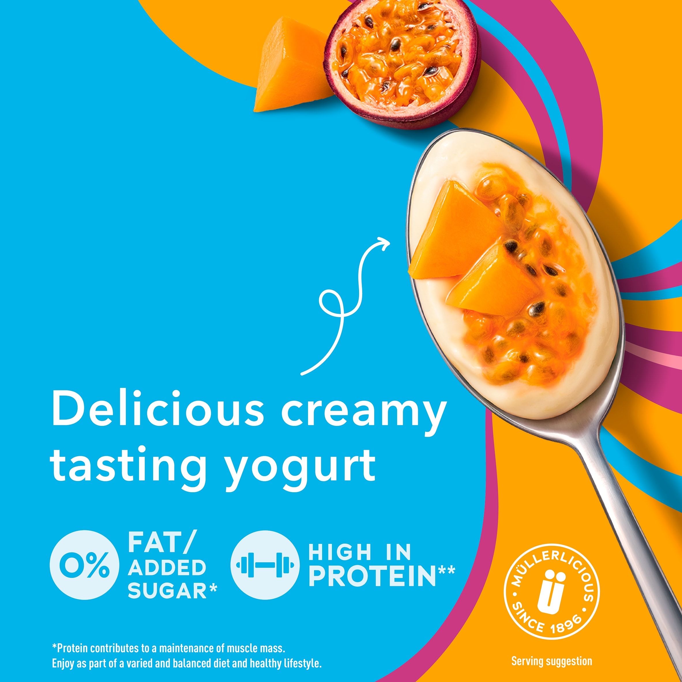 Muller Light Fat Free Mango Psn/Fruit Peach Yogurt 6X140g thumbnail 2