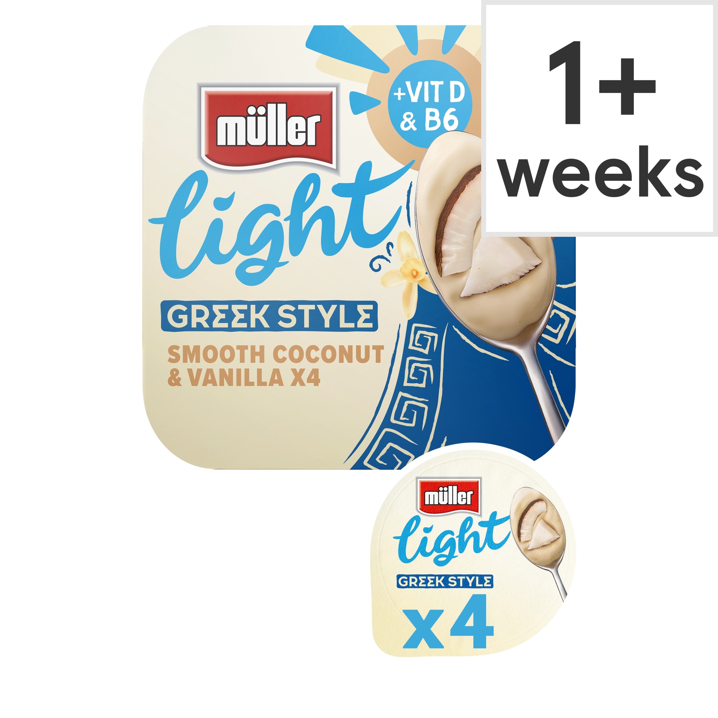 Muller Light Greek Style Smooth Coconut & Vanilla 4x115g (460g)