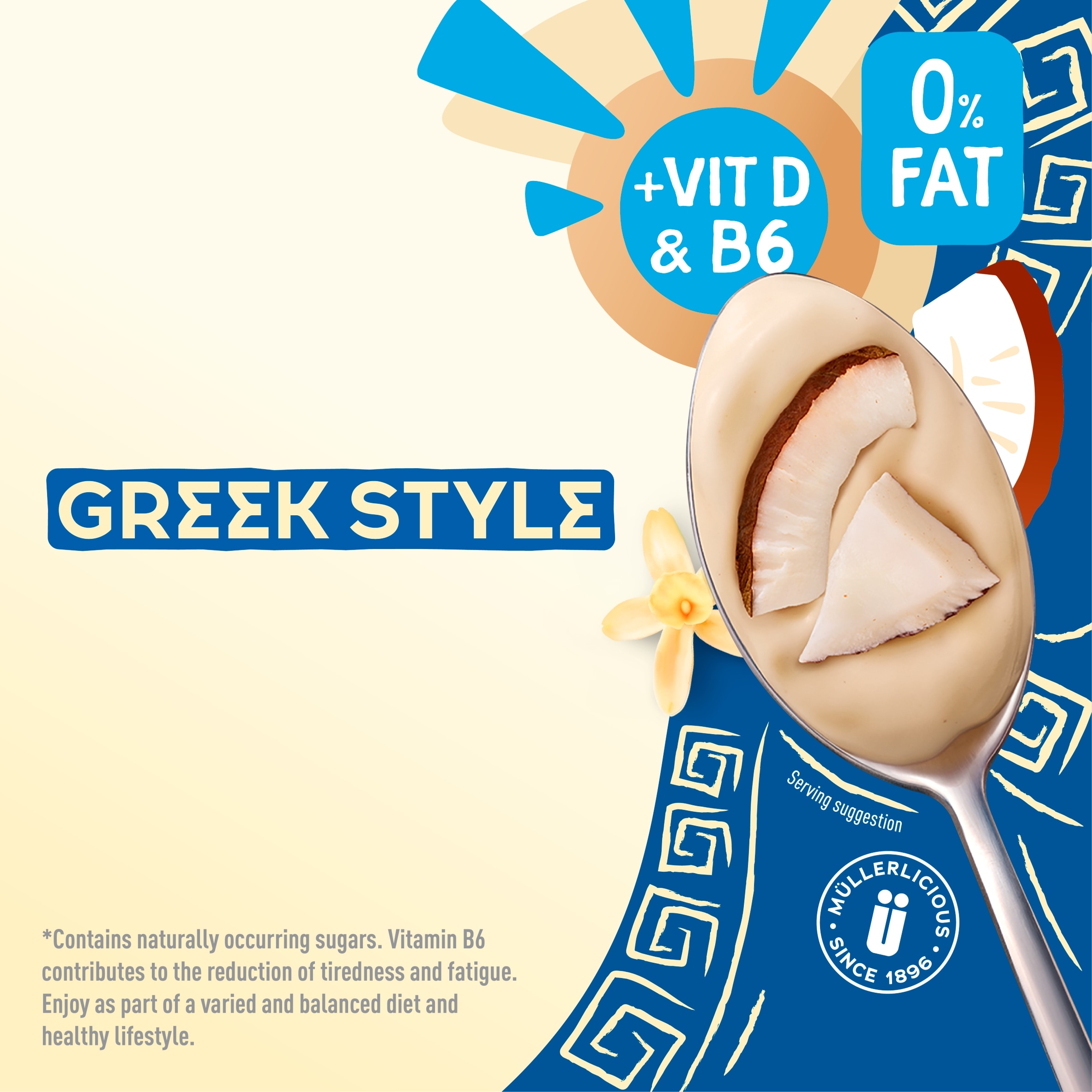 Muller Light Greek Style Yogurt - Smooth Coconut & Vanilla 4x115g thumbnail 3