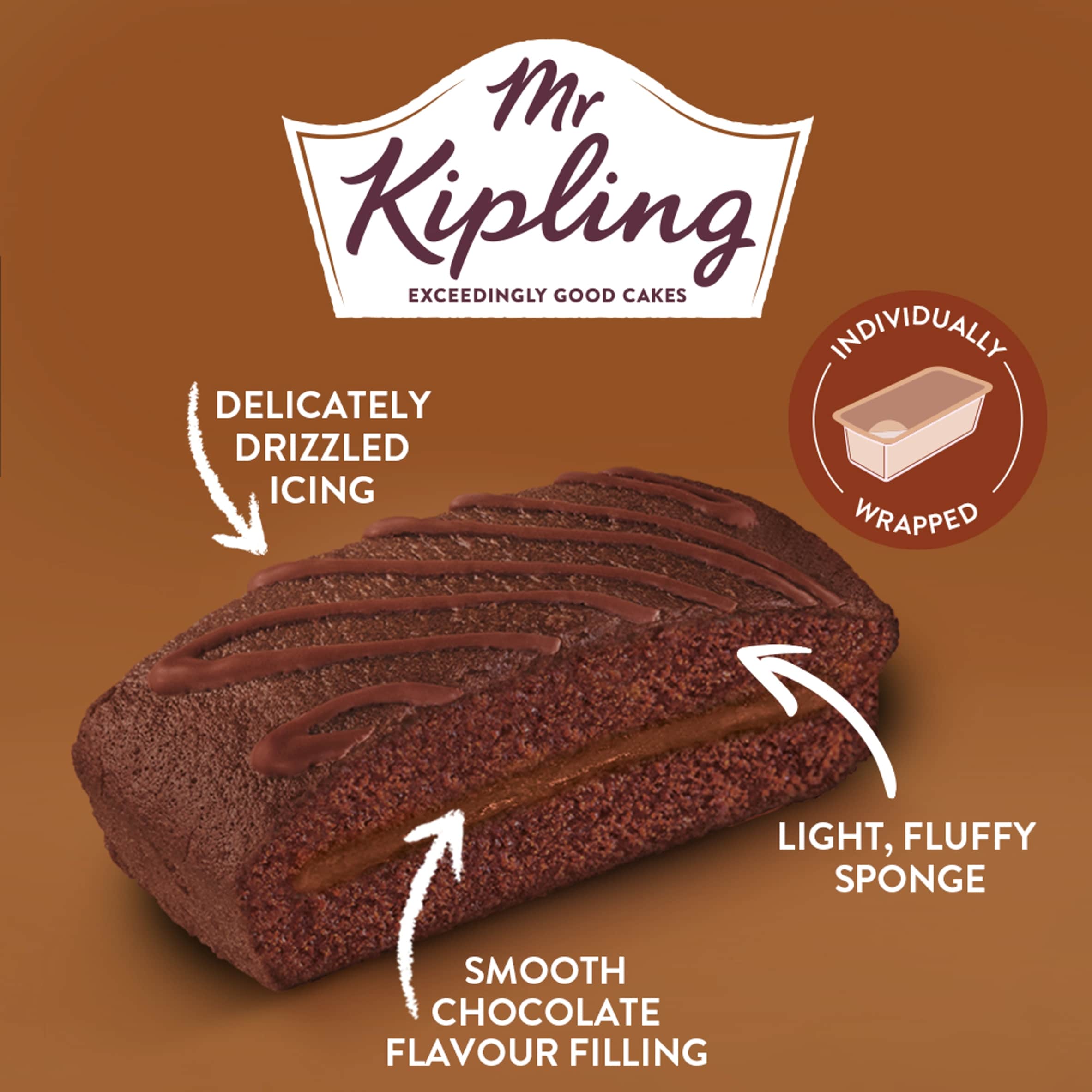 Mr Kipling Reduced Sugar Chocolate Cake Slices 6 pack thumbnail 2