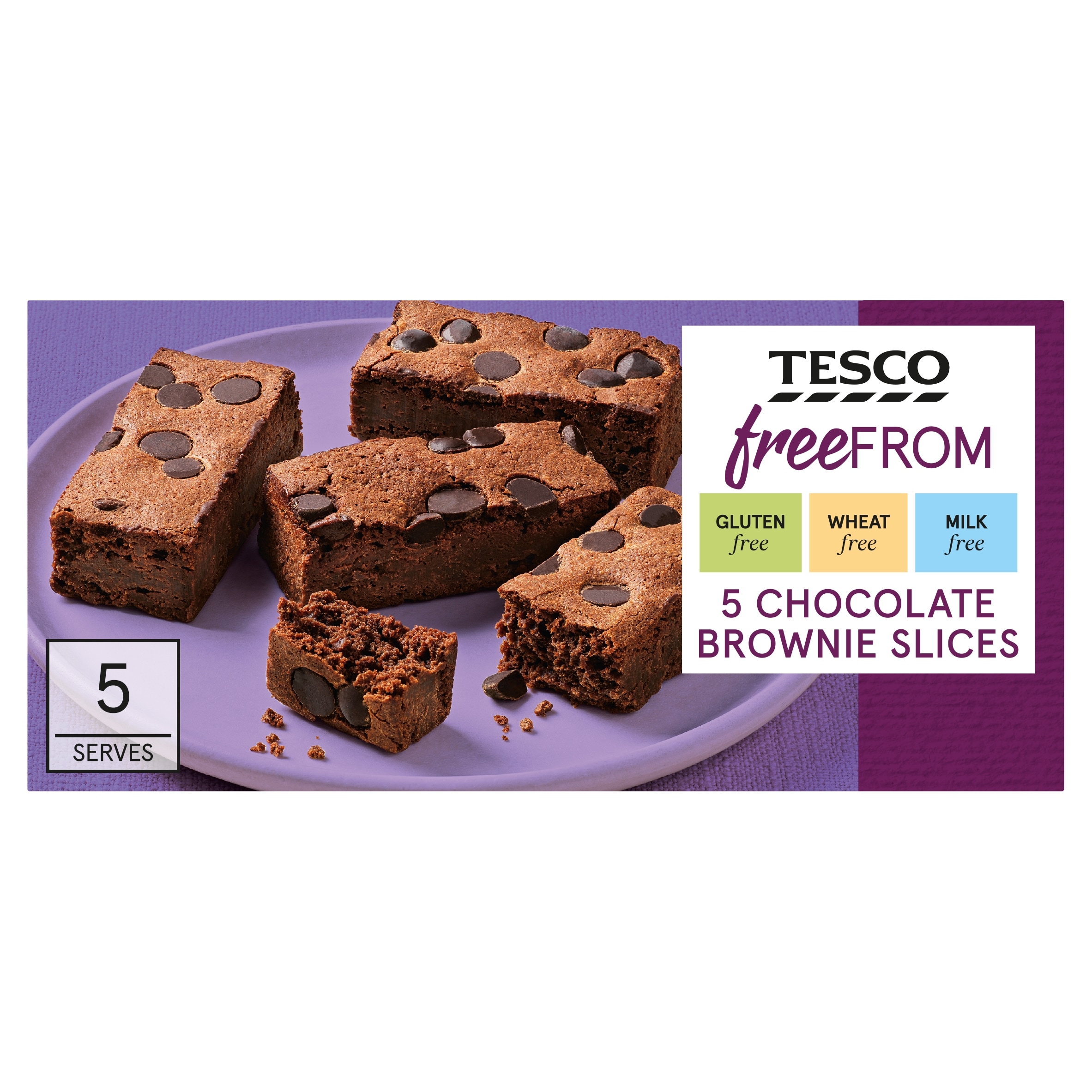 Tesco Free From Dark Chocolate Brownie Slices 5 Pack 145g