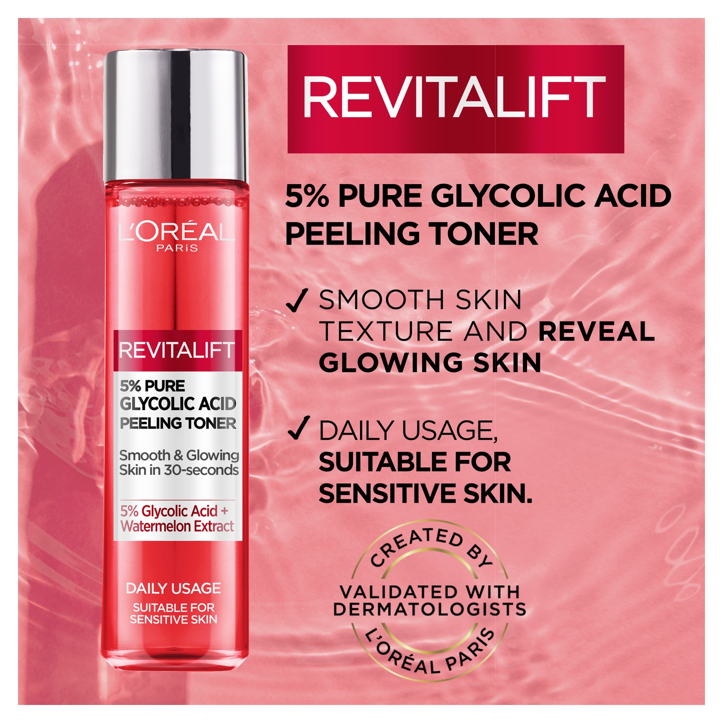L'Oreal Paris Revitalift Glycolic Acid Toner 180Ml thumbnail 2