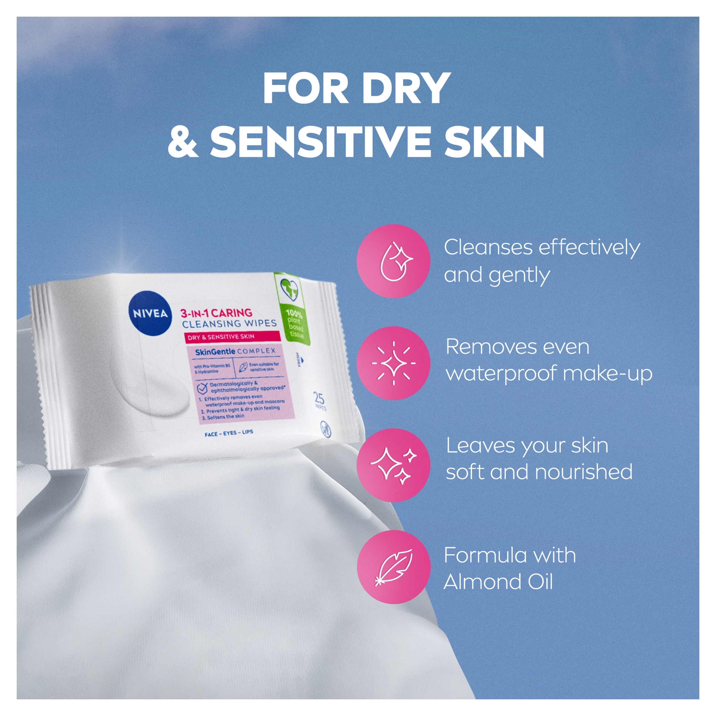 NIVEA Cleansing Face Wipes Dry Skin 25 Pack thumbnail 4
