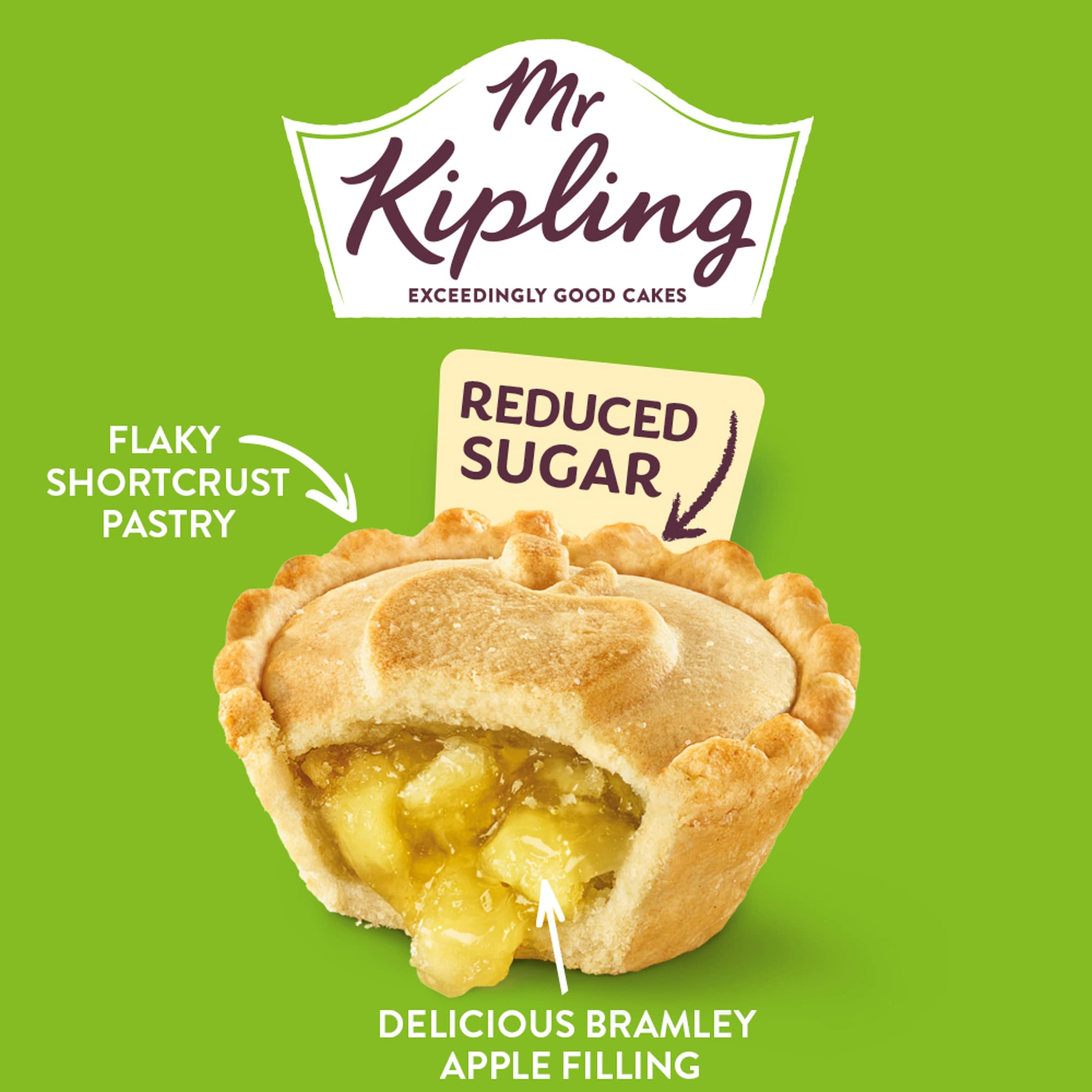 Mr Kipling Reduced Sugar Bramley Apple Pies 6 Pack thumbnail 2