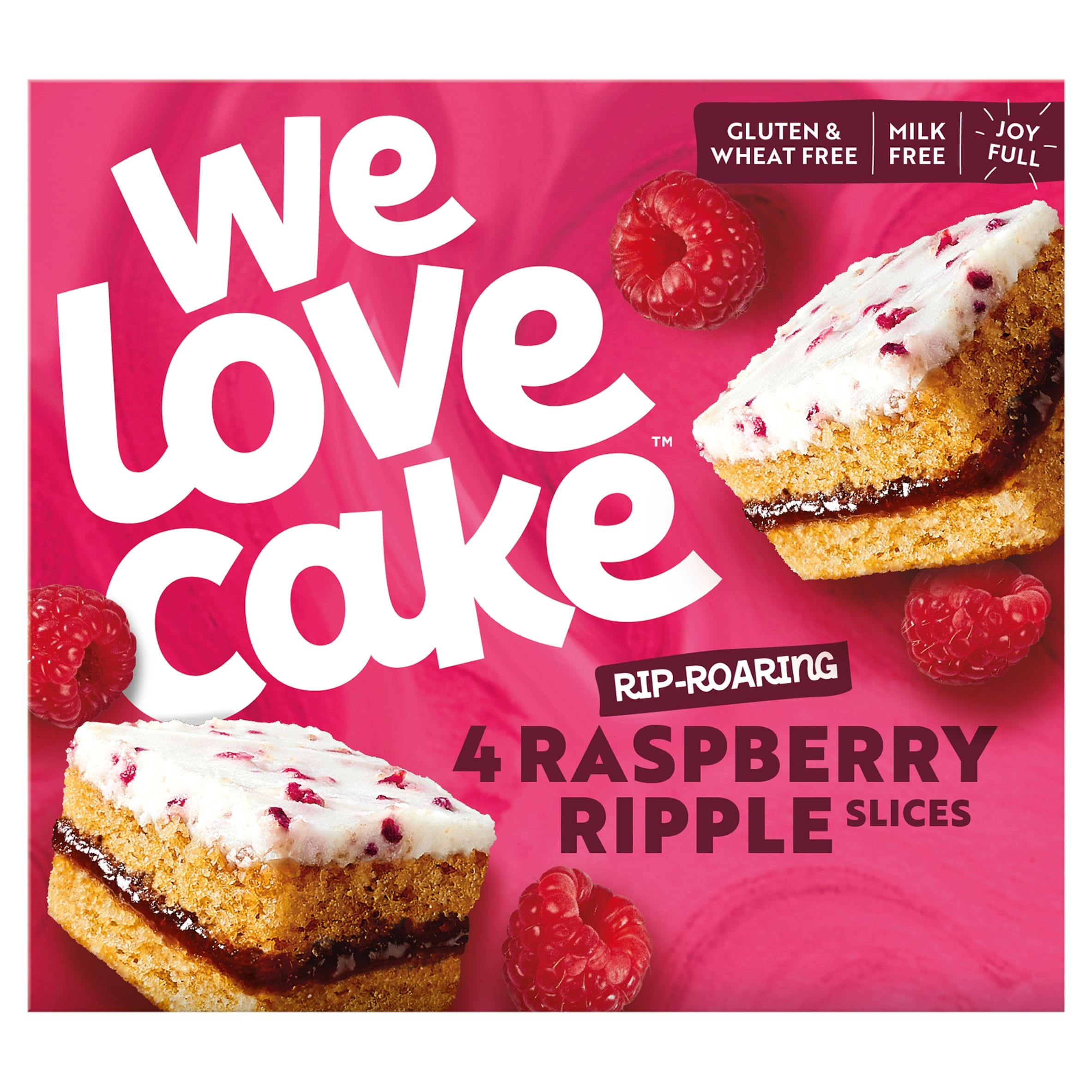We Love Cake Rip-Roaring 4 Raspberry Ripple Slices 150g