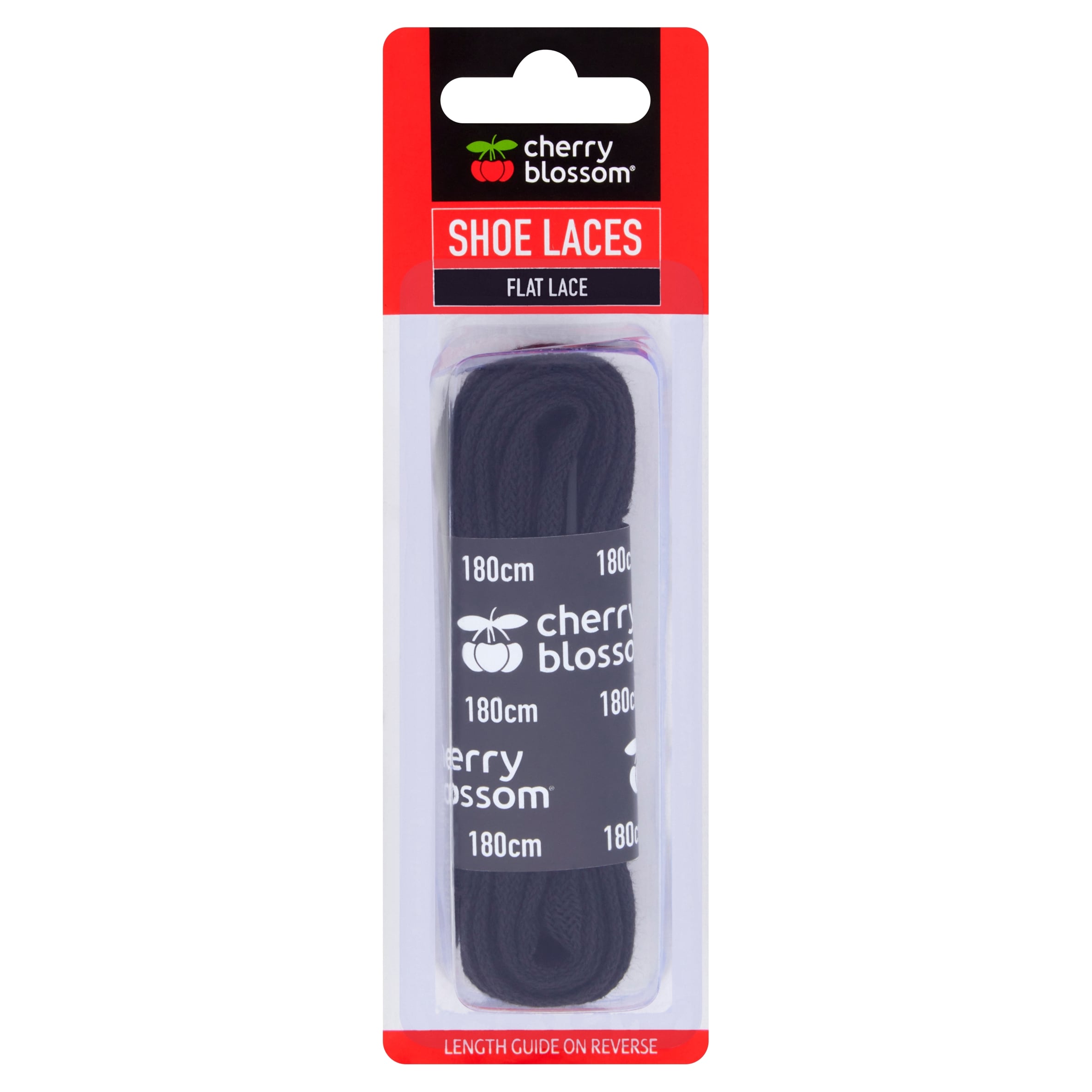 Cherry Blossom Flat Shoe Laces Black 180Cm
